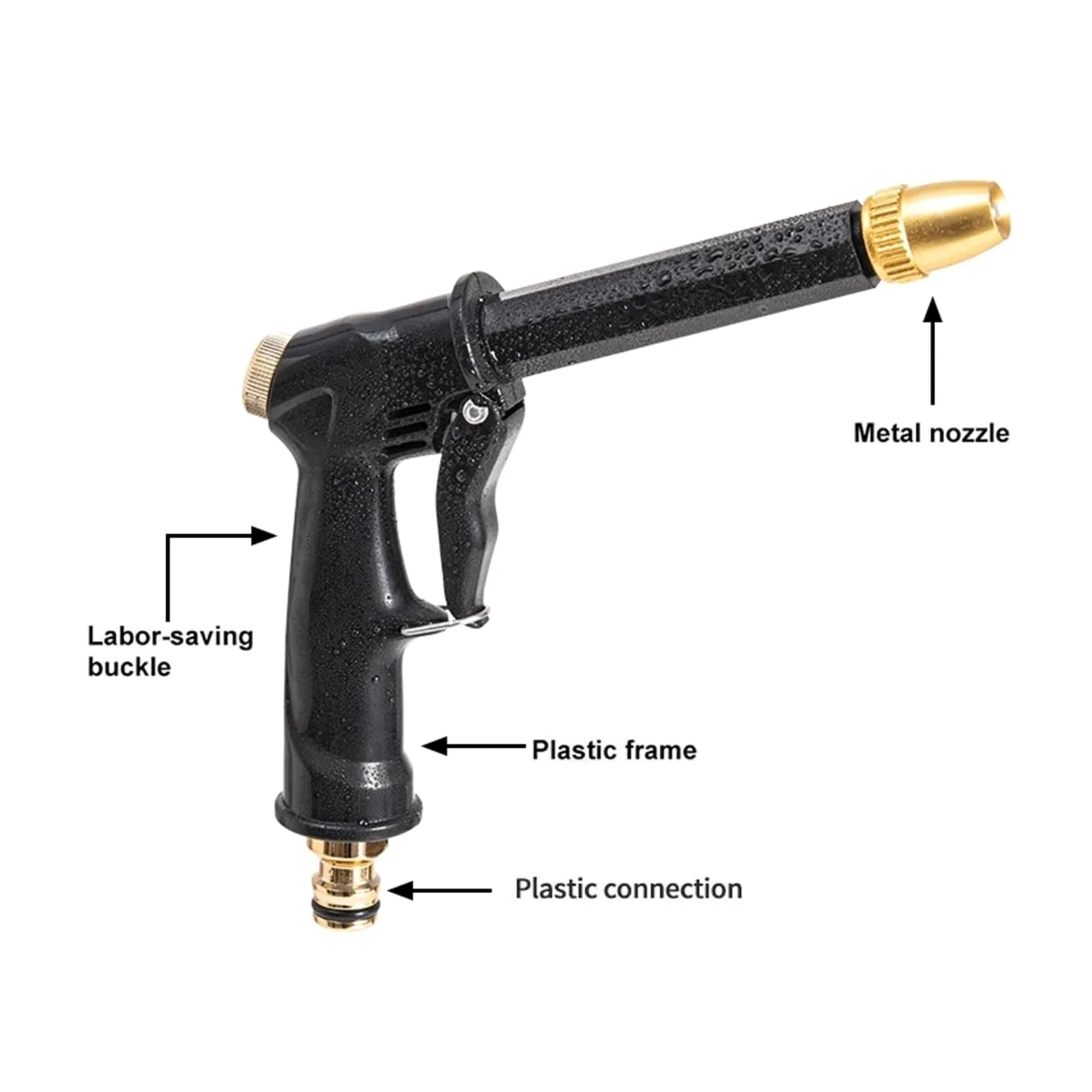 Pistolet d'arrosage avec embout multi-jets, Kit de nettoyage jardin Lance mousse buse réglable laveuse voiture portative jet à haute pression(Water Set)