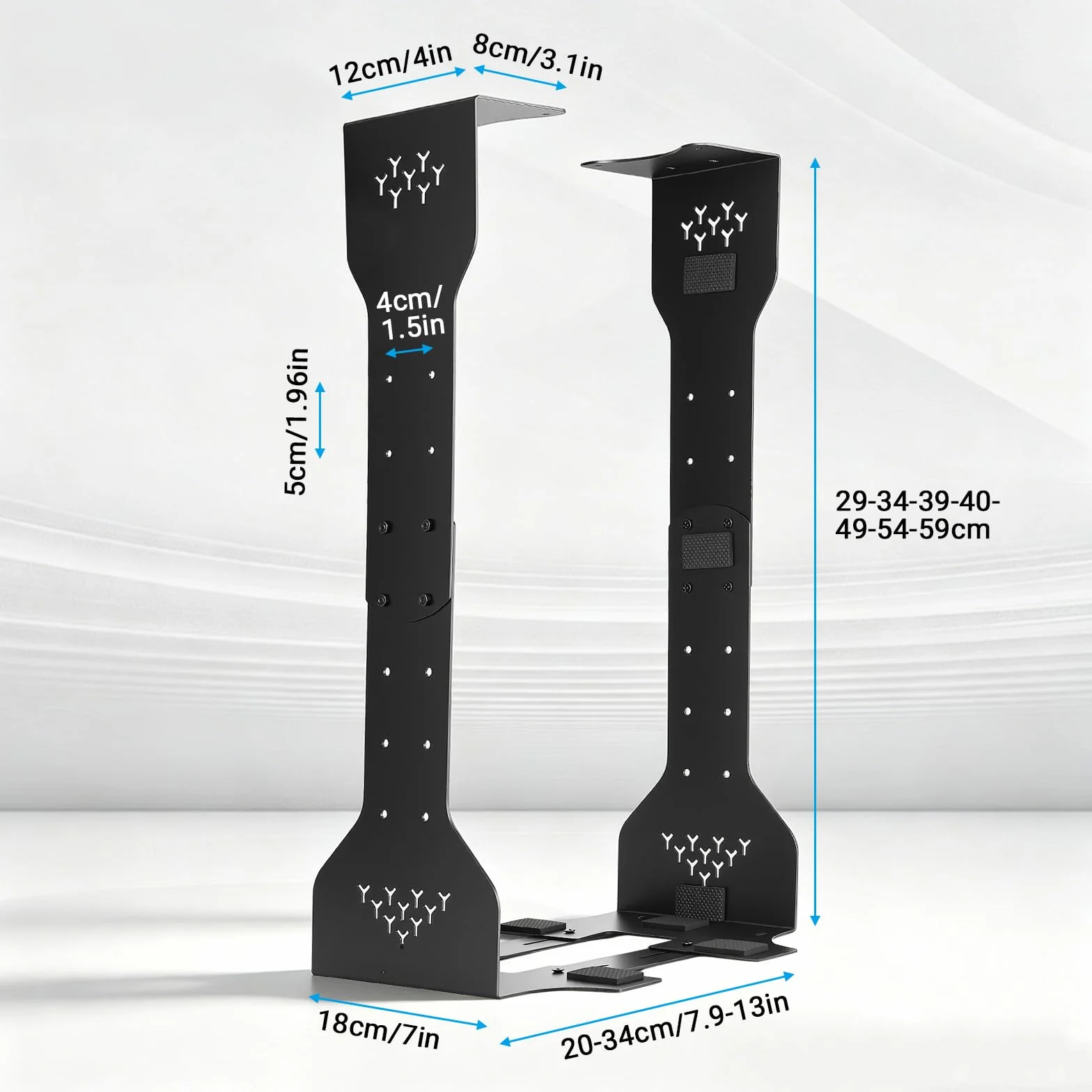 Support PC sous Bureau réglable en Hauteur 290-590 mm, Largeur 200-340 mm, Capacité 35 kg, Acier Robuste