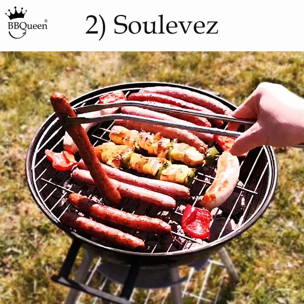 Grande Pince INOX à roulettes Multifonctions pour Barbecue, Taille 50 cm