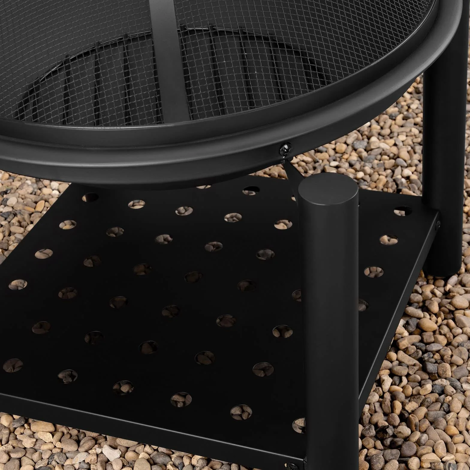 Gardebruk® Brasero de Jardin avec Pare-étincelles Couvercle tisonnier Ø55 cm Support à Bois Acier Noir Jardin Terrasse Cheminée