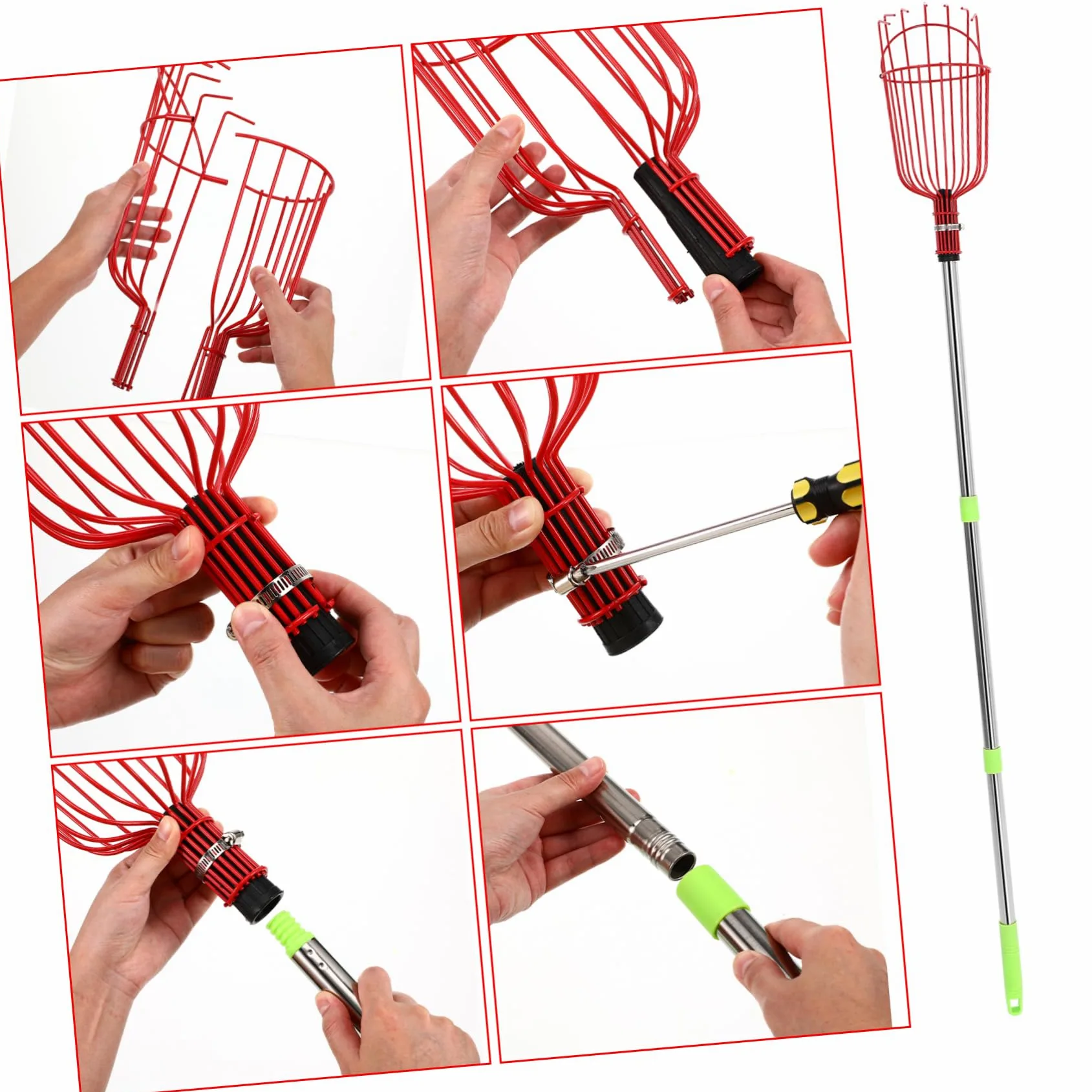 Artibetter Cueille-Fruits Extensible avec Panier pour Pommes Oranges Et Poires Outil pour Fruits avec Perche