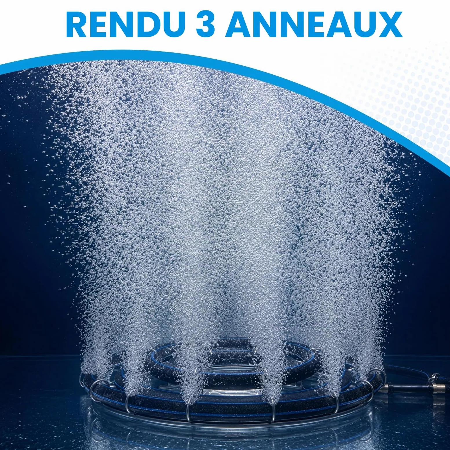 Aérateur Double Anneau 35cm – Diffuseur Oxygène avec Tuyau 9mm 5m | Bulleur pour Bassin et Aquarium, Réduit les Algues et les Mauvaises Odeurs,Installation Simple au Fond sans Outillage