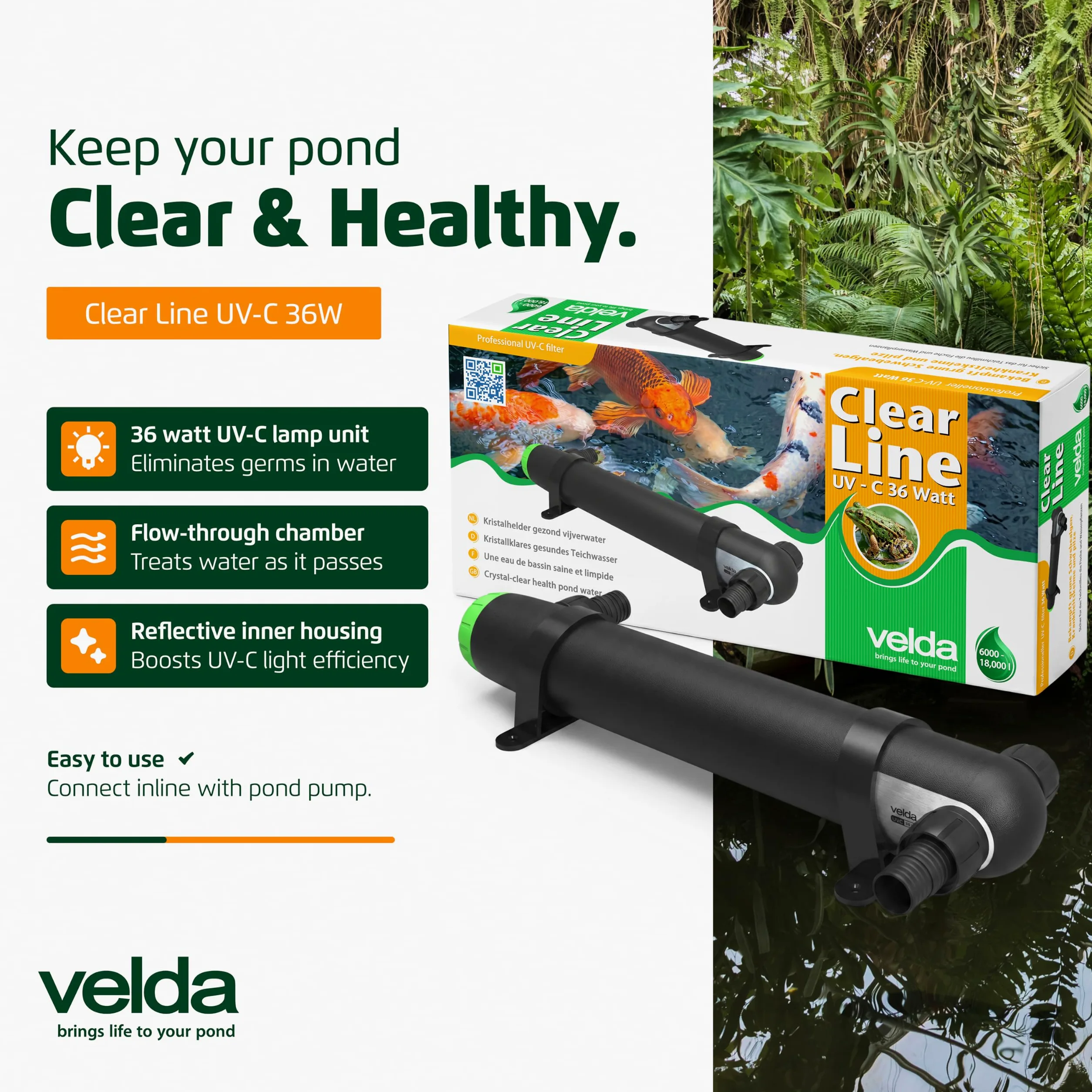 Velda, module UV-C 36 watts anti-algues pour bassin d'agrément, 126576
