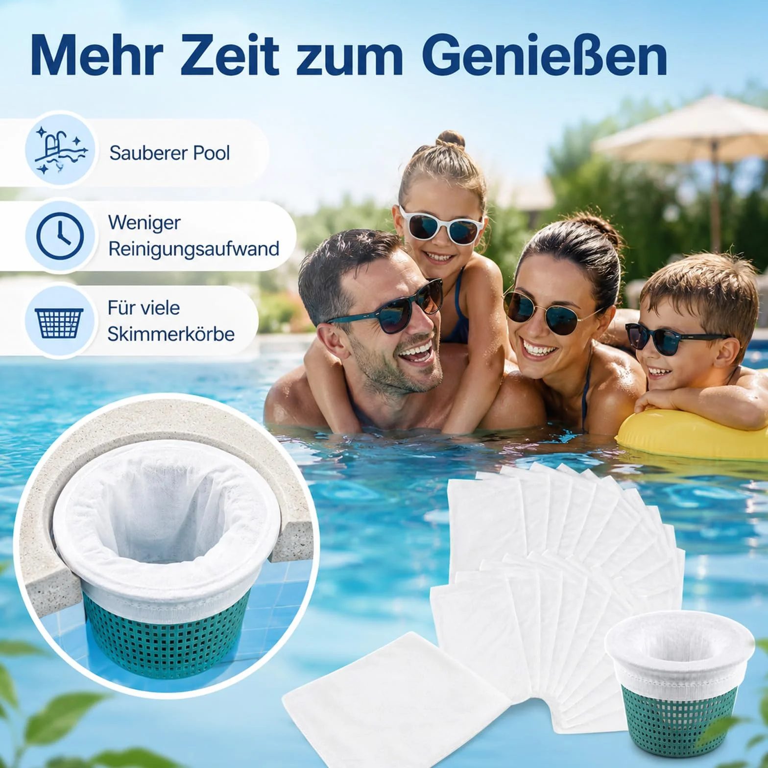 Chaussettes Filtre Piscine Skimmer Lot de 50 Maille Ultra-Fine Nylon Lavable Réutilisable