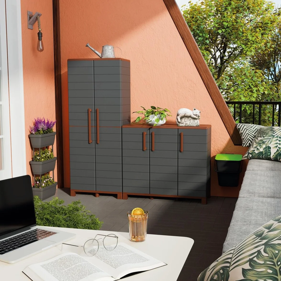 Art Plast Armoire de Rangement 2 Portes 3 étagères réglables 70 x 39 x 165 cm Grise