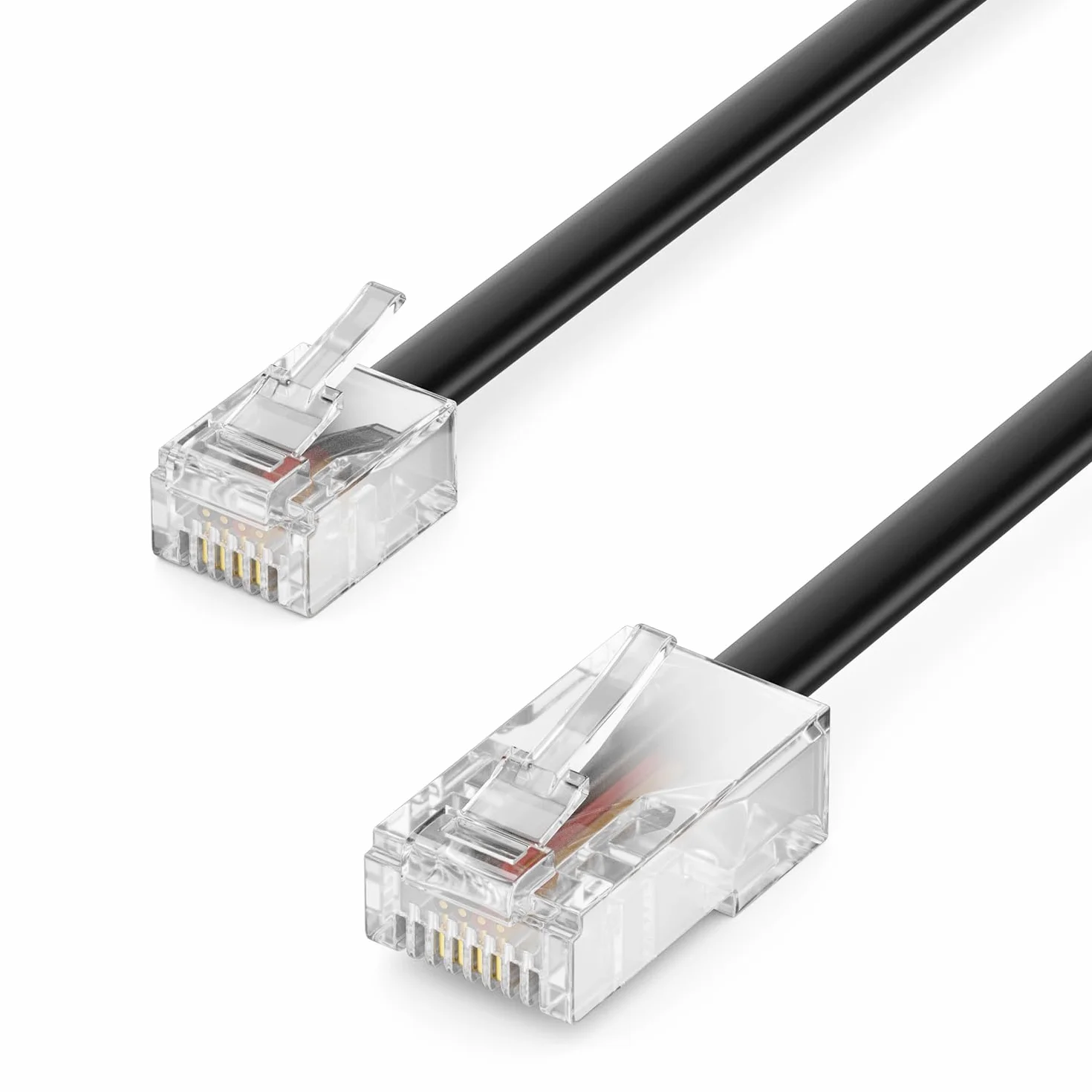 deleyCON 1m Câble Téléphone RJ11 vers RJ45 Modulaire plat Noir