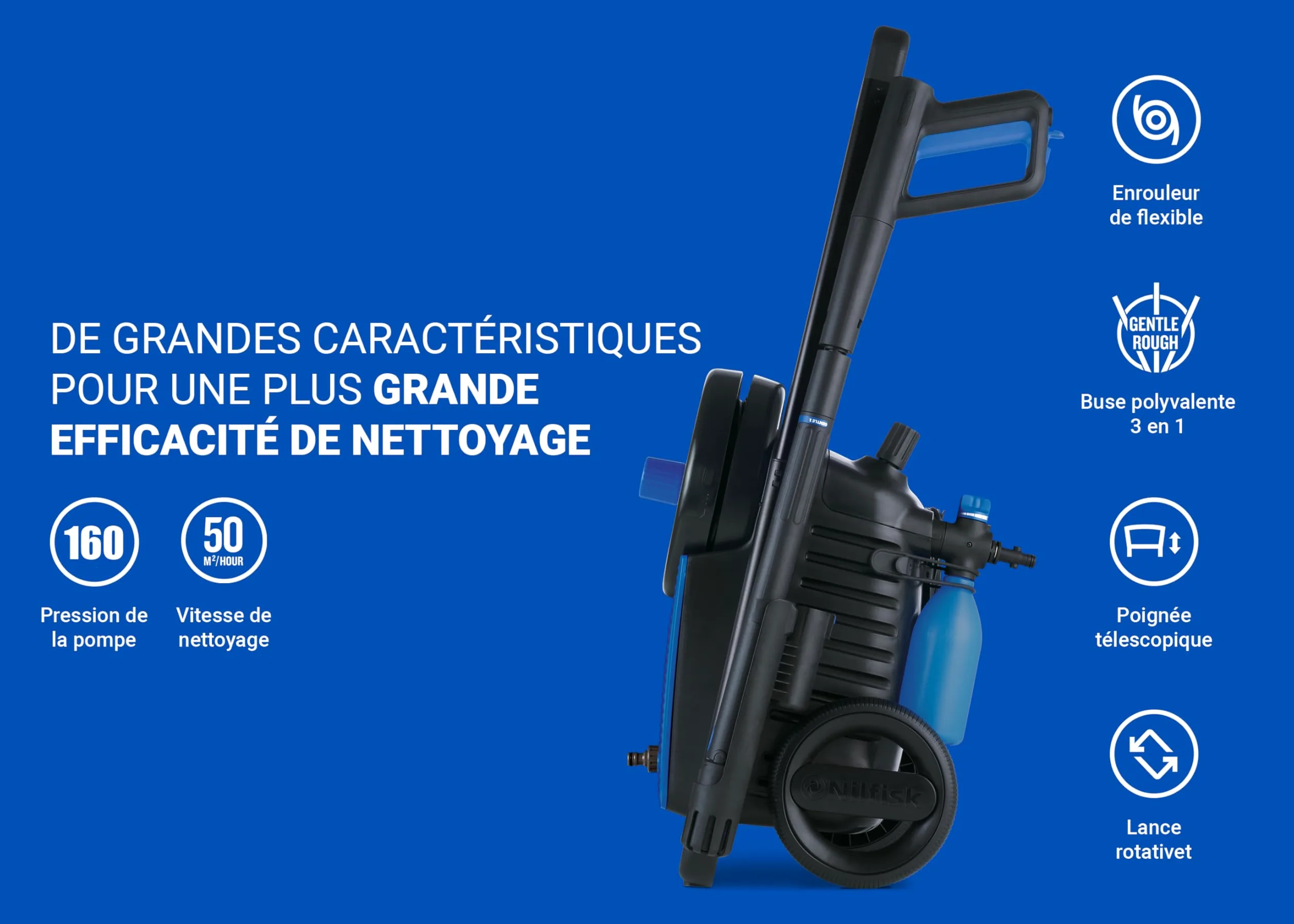 Nilfisk Nettoyeur Haute Pression Excellent 160 Bars - Grande Performant pour Le Jardin, Terrasse et Voiture (2300 W) 128471412