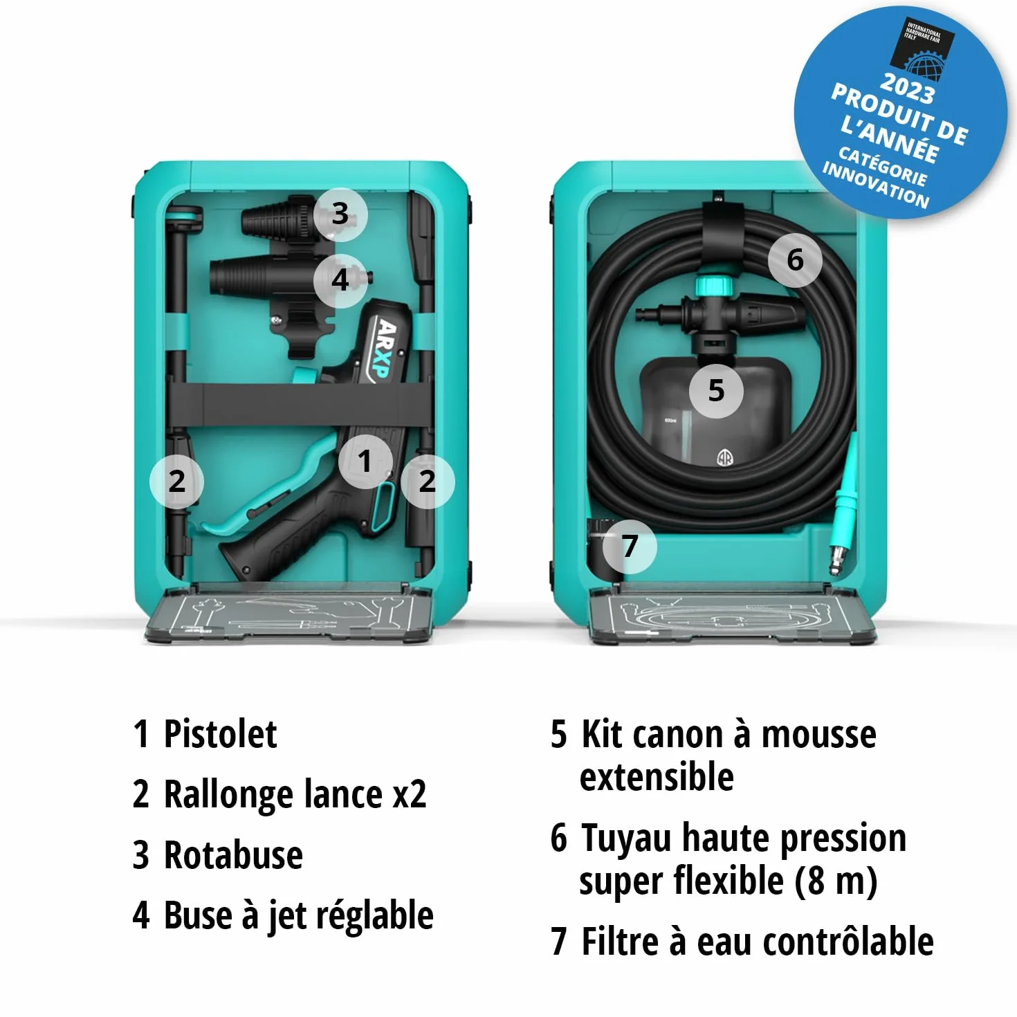 ARXP Nettoyeur Haute Pression BOX4 180DSS Compact (2500 W, 180 Bar, 500 l/h), Noir
