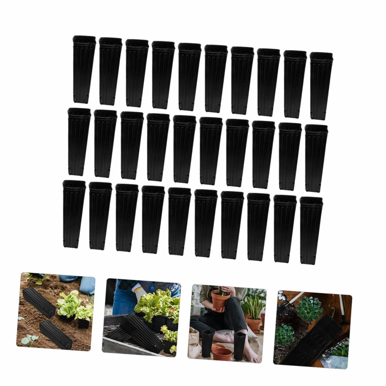 Gatuida Grands Pots de Fleurs Lot de 60 Plastique PP 10x30 cm Aération Plantation