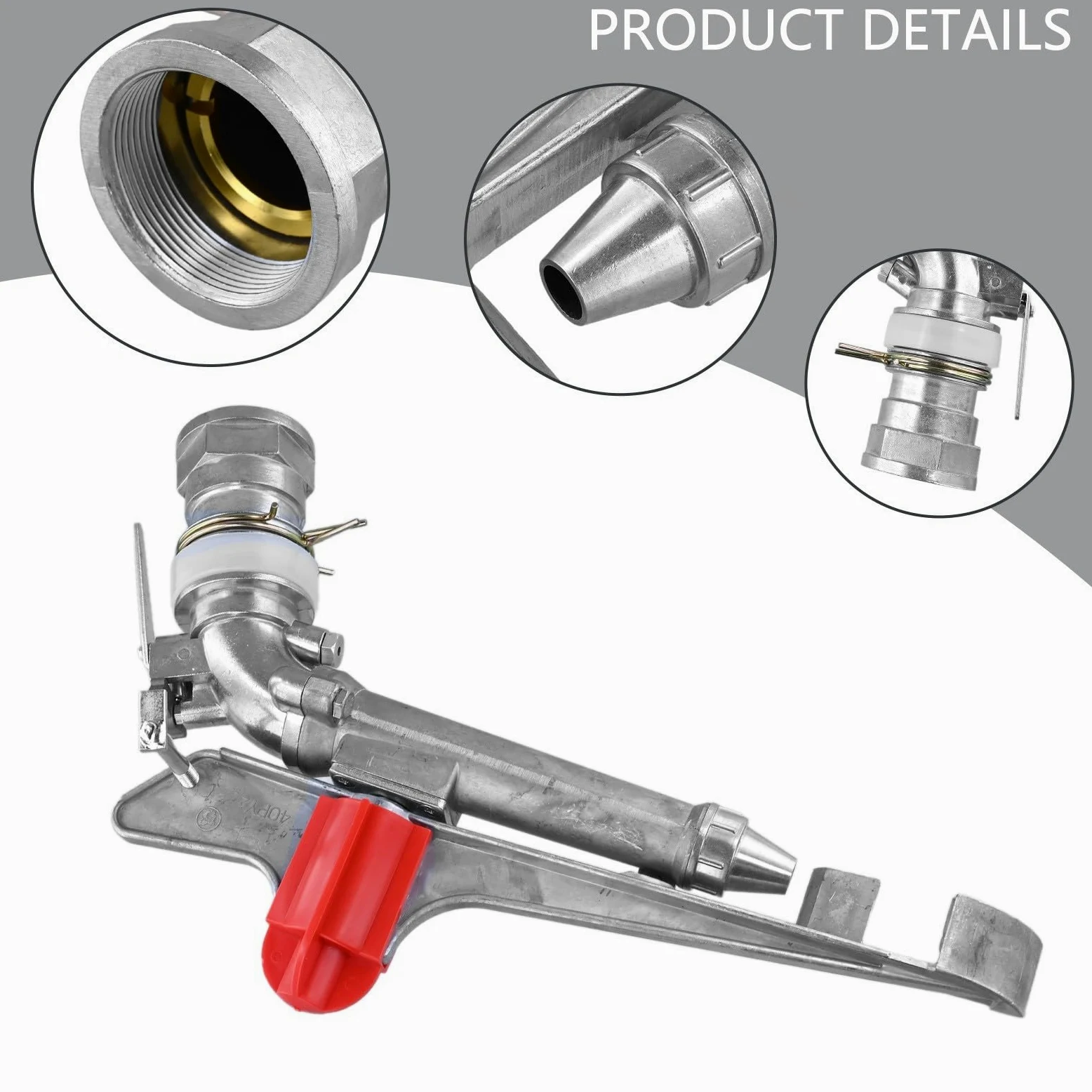 Arroseur d'irrigation agricole en alliage d'aluminium de 5,1 cm, portée de 39,6 m, arroseur robuste, tête de pulvérisation réglable à 360 degrés pour arrosage de la ferme, du jardin, de la