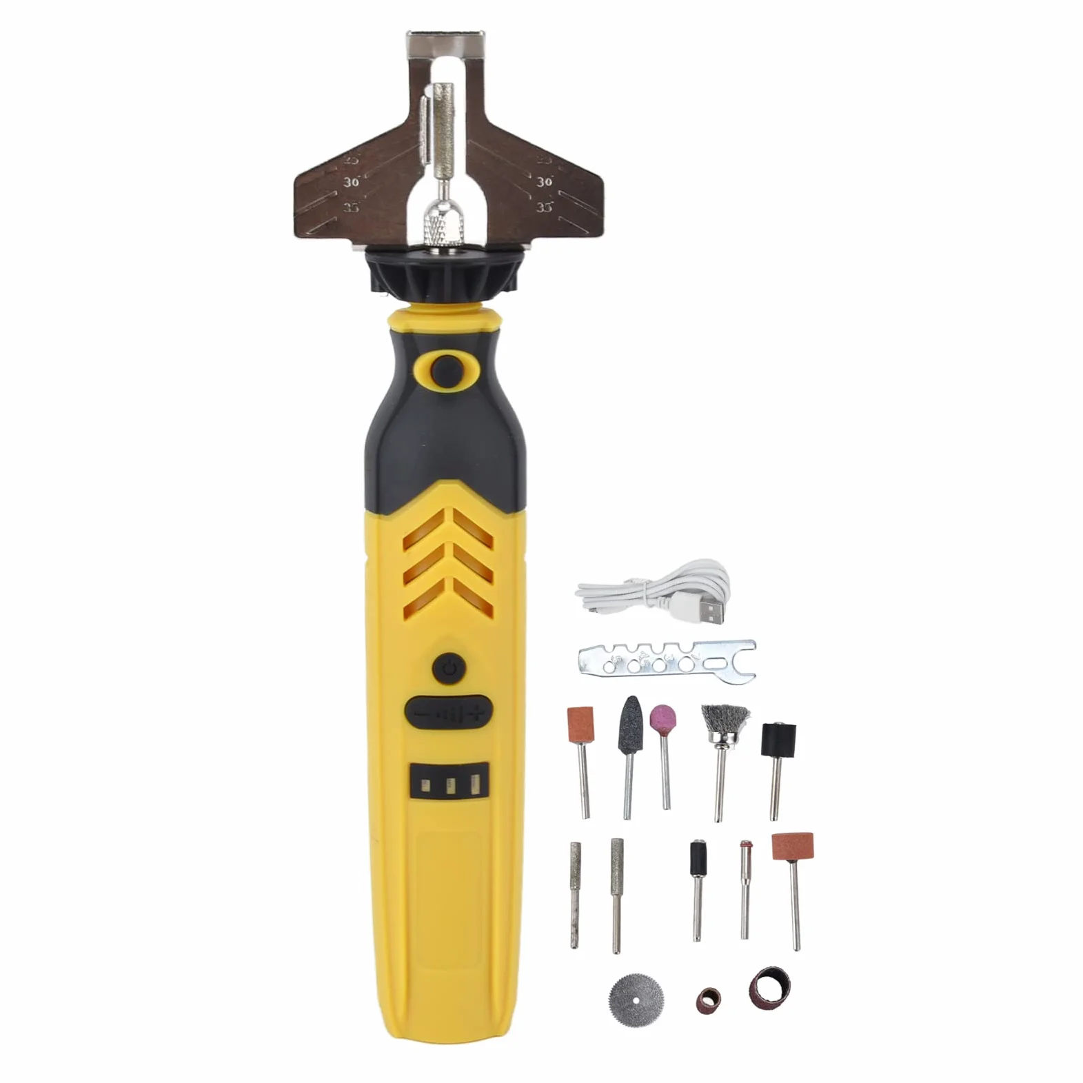Affûteuse de Tronçonneuse Meuleuse de Chaîne 3.6V 1500mAh - Kit Affûtage Professionnel avec Outils Broyeur, Charge USB pour Jardin, Bûcheron, Camping et DIY