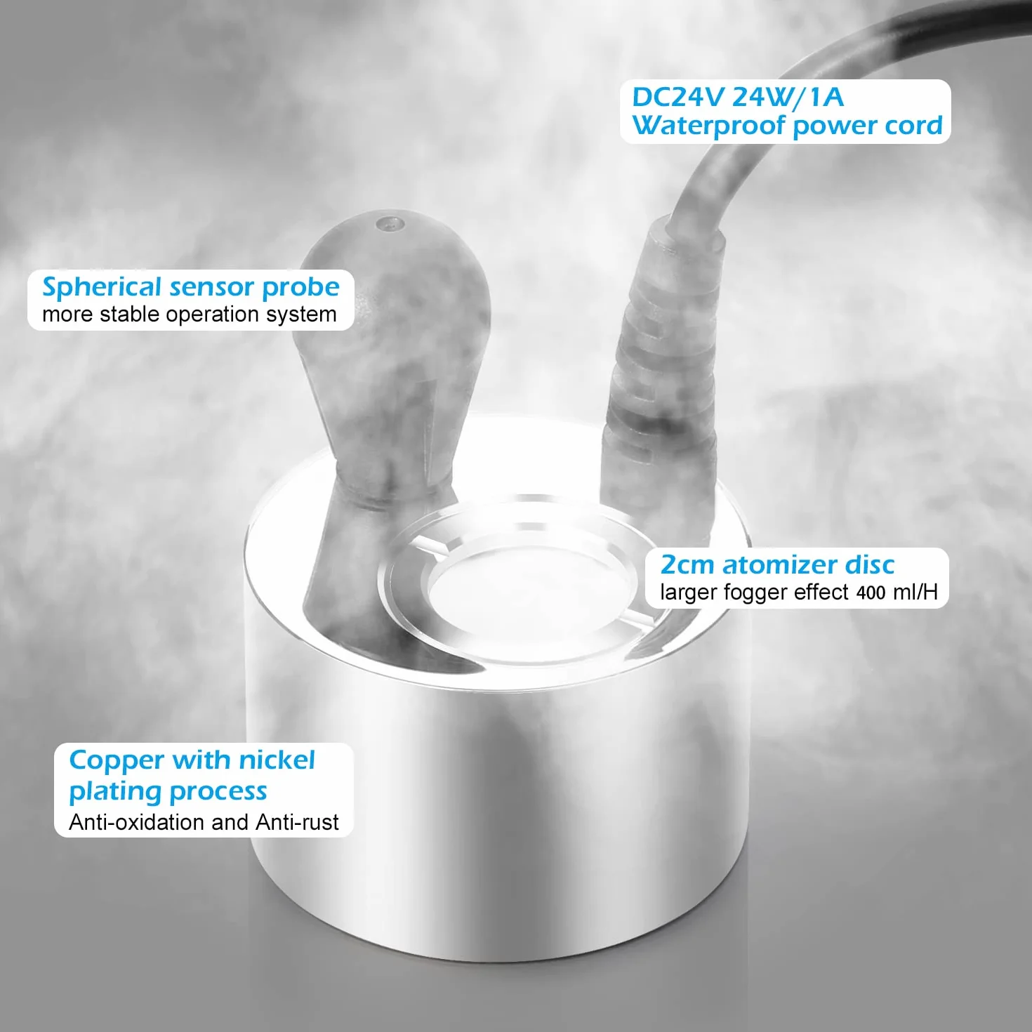 FITNATE Mist Maker Fogger Nébuliseur à ultrasons en aluminium disques céramique ≥ 400 mL/H pour fontaine étang aquarium