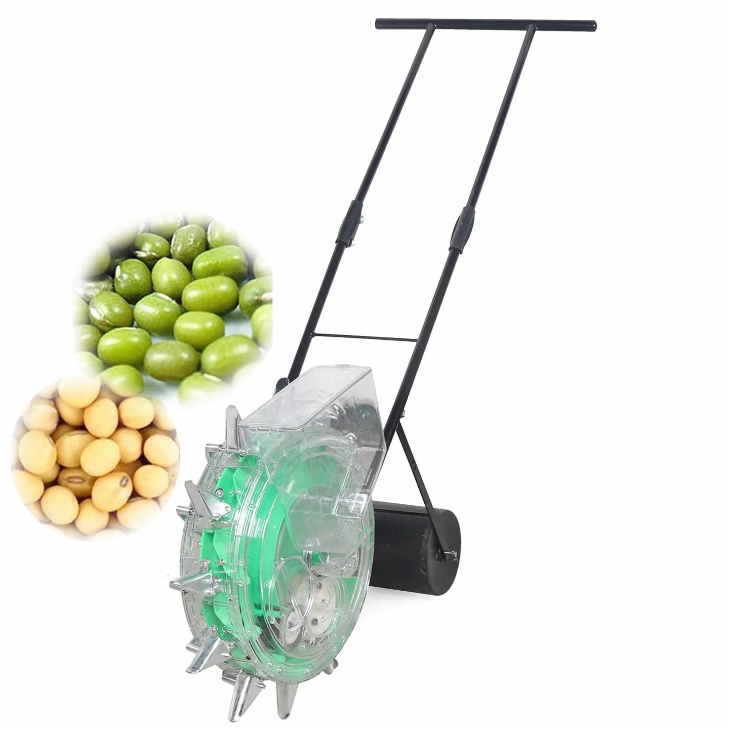 Semoir à pousser pour jardin, semoir à rouleaux à 12 bouches, machine à engrais, planteur manuel d'arachides pour maïs, soja, bec de canard amovible, profondeur réglable de 3,5 à 8 cm, espacement de