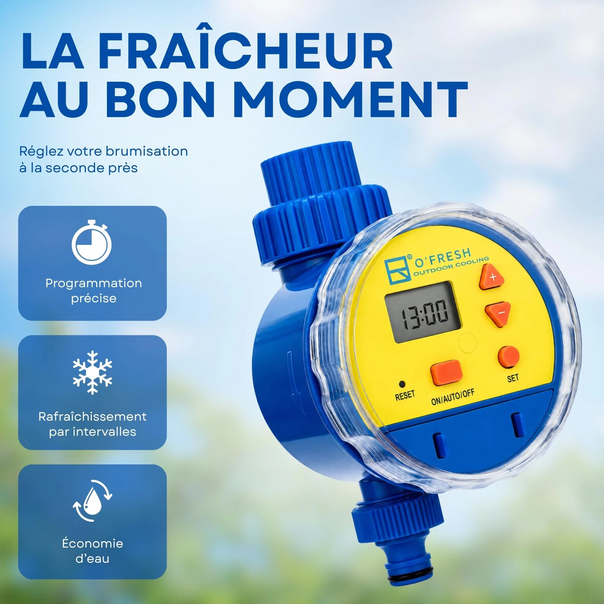 O’Fresh Temporisateur Brumisateur Terrasse Programmateur d'Eau Automatique à la Seconde Économie d'Eau Conçu en France