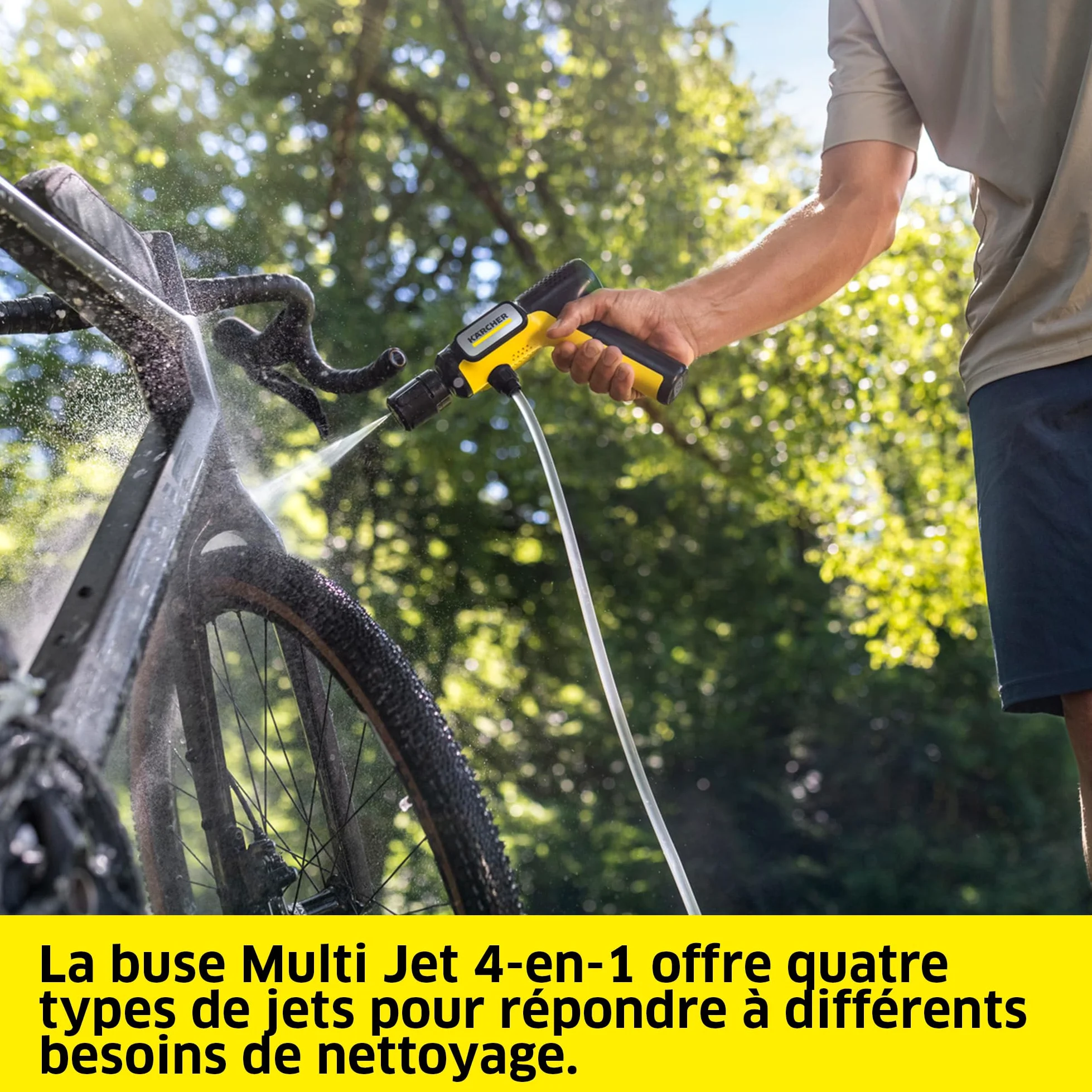 Le Nettoyeur Mobile à Pression OC Compact BA, Pression : 15 Bars, débit d'eau : 150 l/h, autonomie : jusqu'à 30 Min, Poids : 0,8 kg, Batterie Lithium-ION, buse Multi Jet 4 en 1.