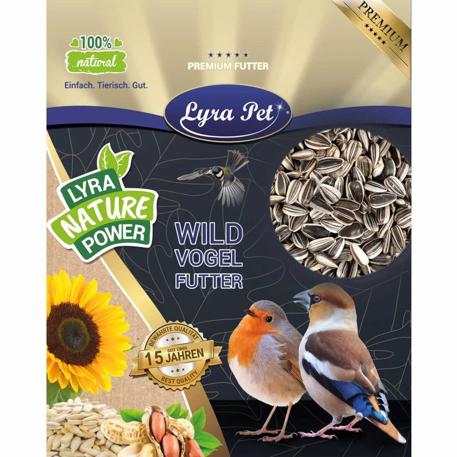 Graines de Tournesol Rayées 25 kg Lyra Pet Nourriture Oiseaux Sauvages Huile