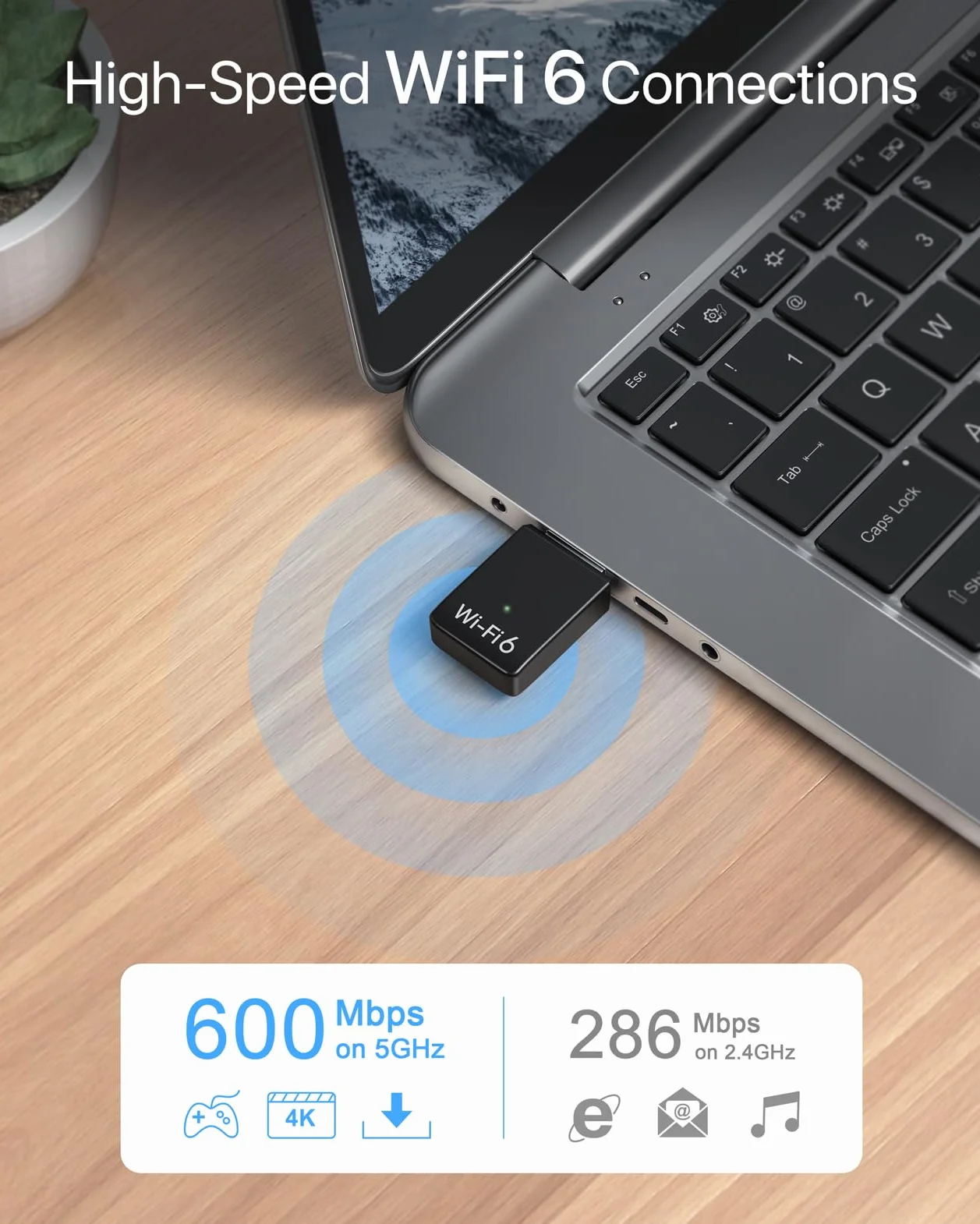 BrosTrend AX900 Clé WiFi 6 Mini USB Double Bande 5GHz 600Mbps 2.4GHz 286Mbps Compatible Windows 11/10/7