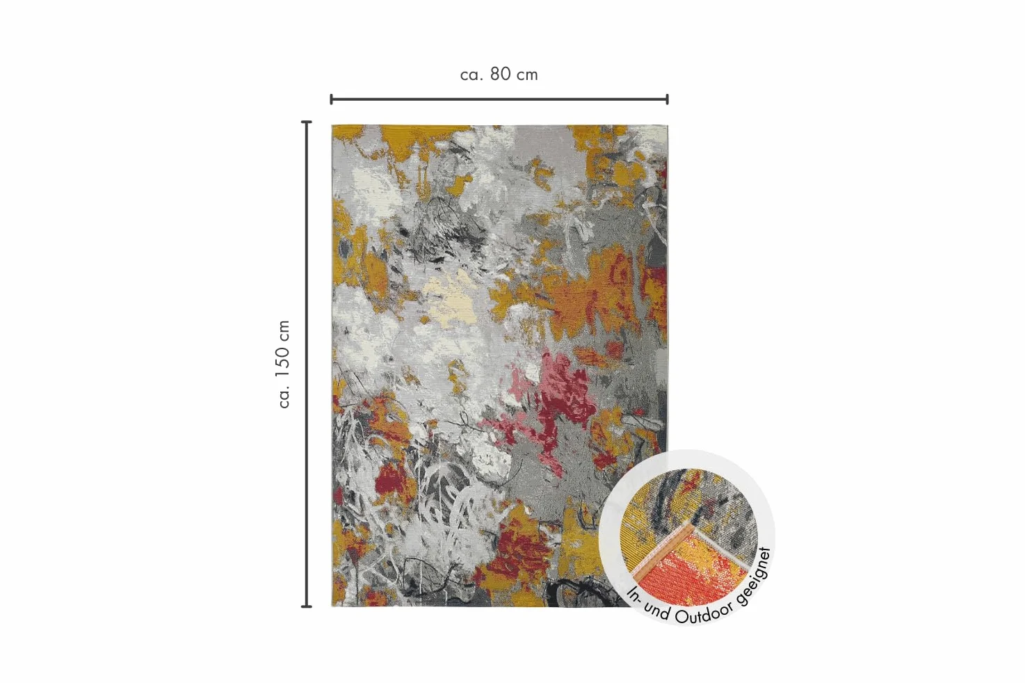 andiamo Portland Tapis d'extérieur résistant aux intempéries - Idéal pour Balcon, terrasse et Jardin - Antidérapant - Résistant aux UV - Facile d'entretien - Tapis d'extérieur pour l'extérieur - 80 x
