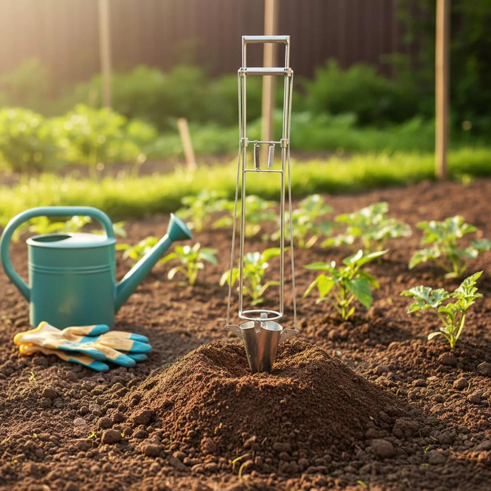 Handheld Seedling Planter Planteur de Transplantation Outil Manuel de Repiquage Replanteur à Main Planteur Longue Poignée Acier pour Améliorer Le, Standard