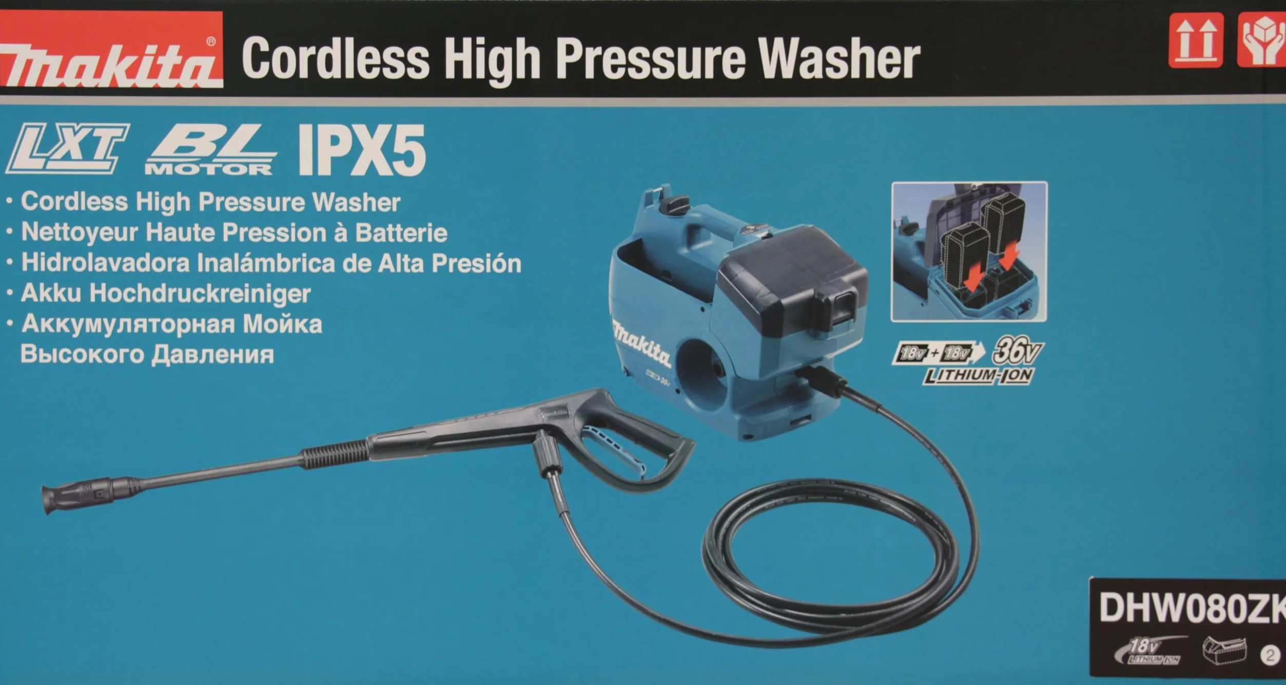 Nettoyeur haute pression sans fil 36V LXT 80 bar (Produit seul) - MAKITA DHW080ZK