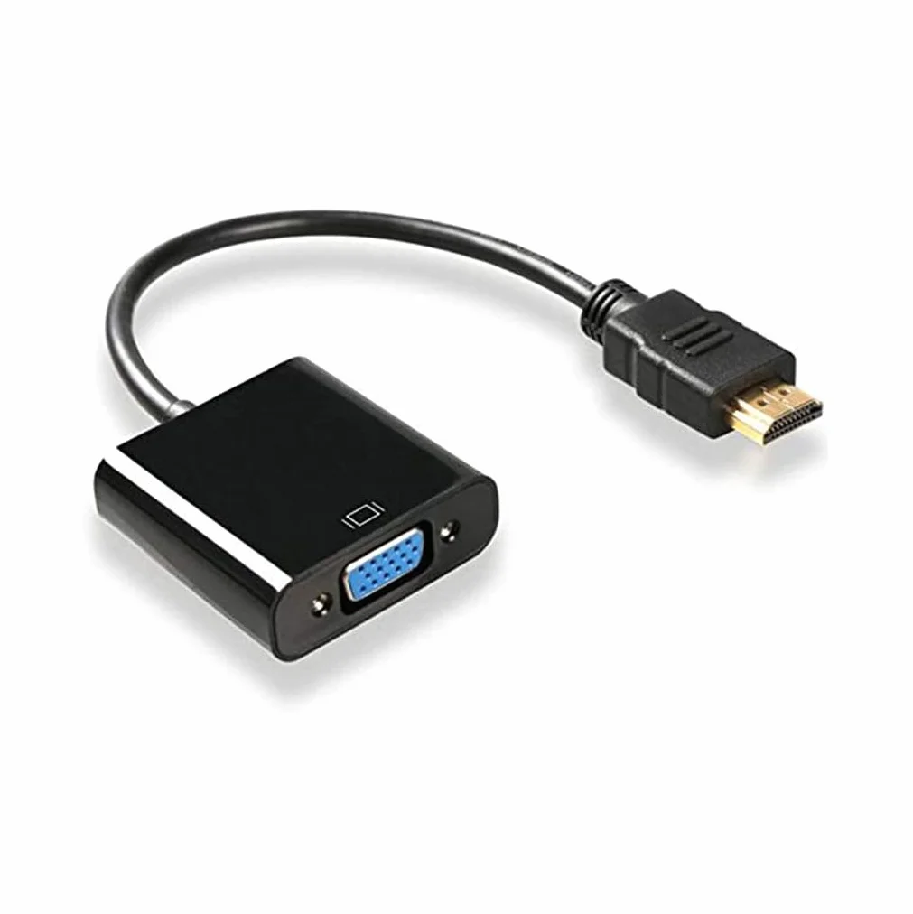 Câble adaptateur HDMI mâle vers VGA femelle 1080p connecteur plaqué or pour PC DVD HDTV noir