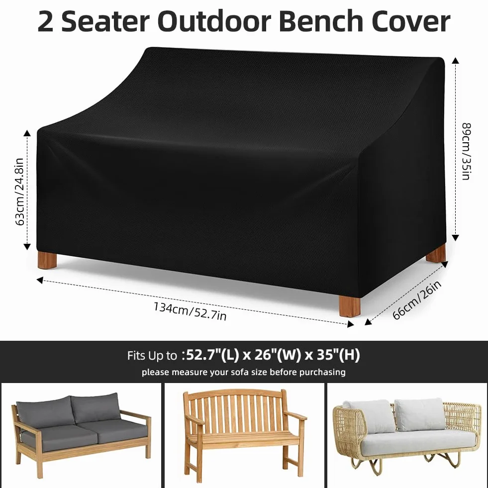 Housse de Banc Jardin 2 Places Vicloon Tissu Oxford Imperméable Anti-UV Protection Extérieur