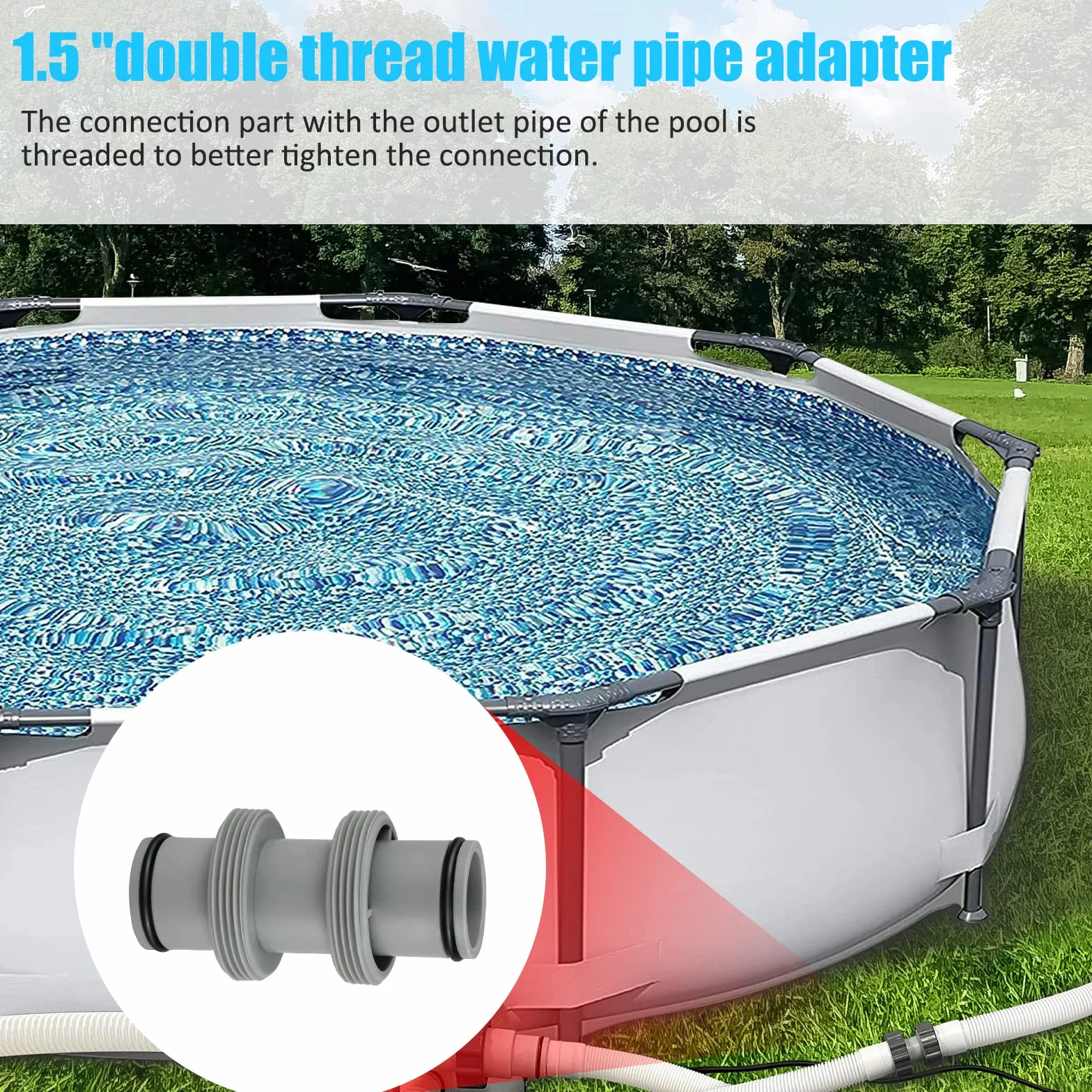Raccord Tuyau Piscine 38mm Pompe Connecteur Adaptateur pour Intex Coleman 2 PCS