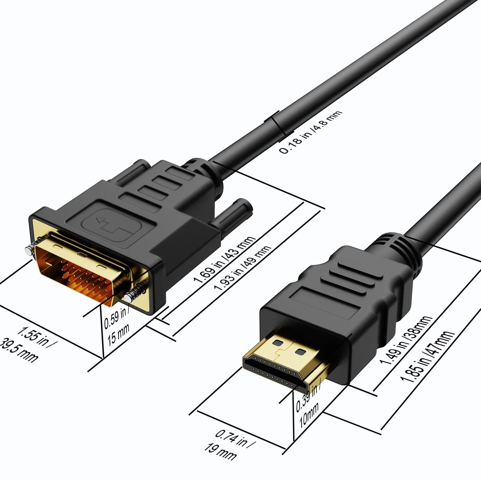 Câble adaptateur HDMI vers DVI 1 m, DVI-D 24+1, Full HD 1080p