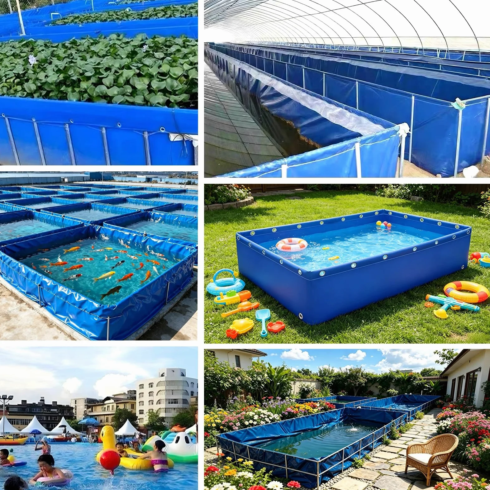 Étang De Koi en Toile Durable Hors Sol, Piscine D'aquarium Bleue, Réservoir d'eau en Bâche Pliable pour L'élevage De Poissons Et L'aménagement Paysager D'arrière-Cour(3x1x1.2m)