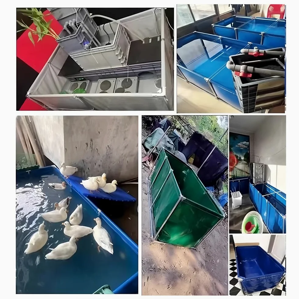 Bassin à poissons en toile PVC avec valve de vidange – Piscine pliable pour l'élevage de carpes koï, l'irrigation du jardin, le stockage de l'eau – Fontaine extérieure durable
