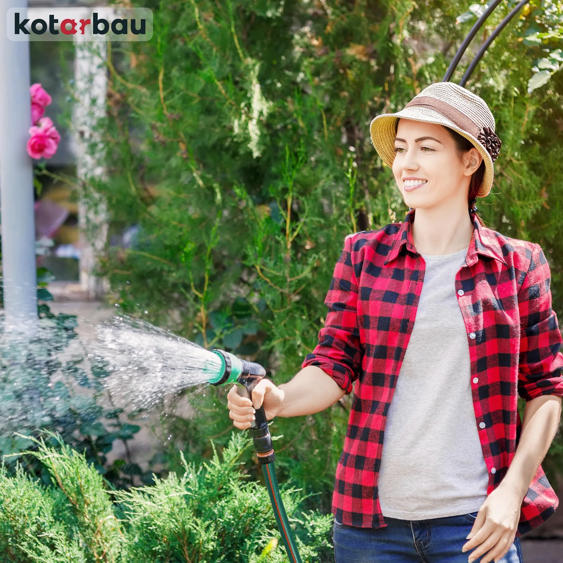 KOTARBAU® Tuyau d'arrosage professionnel, 4 couches, renforcé, pour arrosage des plantes, vert, 1/2", 30 m