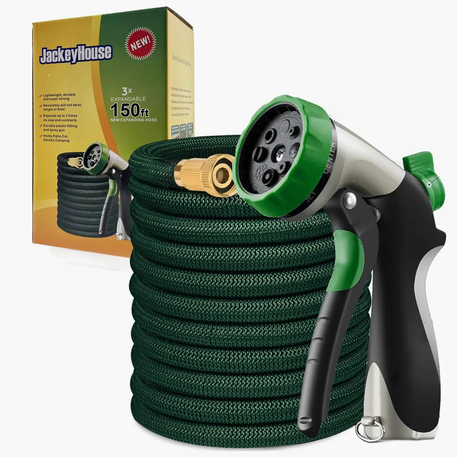 Tuyau d'arrosage extensible de 30 m / 45 m / 60 m - 3 tuyaux d'arrosage extensibles - Naturel - Triple couche - Léger - Ne s'emmêle pas - Avec un pistolet de pulvérisation d'eau professionnel en
