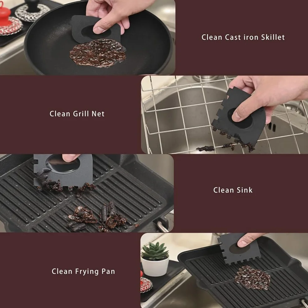 ISTOVO Grattoir à Mailles en Fonte, Grattoir de Casserole en Acier Inoxydable, Noir