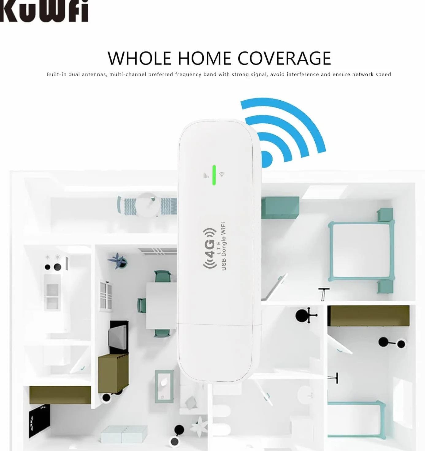 KuWFi Clé Internet 4G 150 Mbps, Modem USB LTE, Adaptateur Réseau
