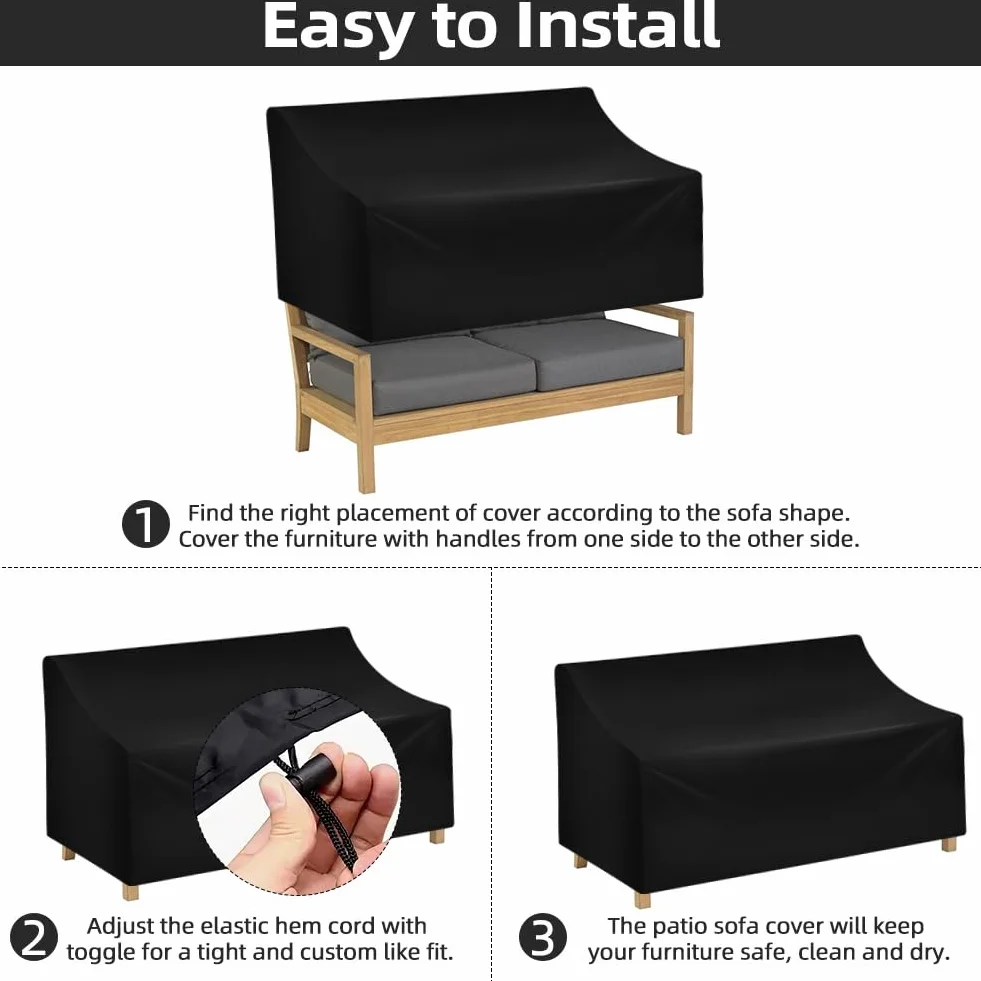 Housse de Banc Jardin 2 Places Vicloon Tissu Oxford Imperméable Anti-UV Protection Extérieur