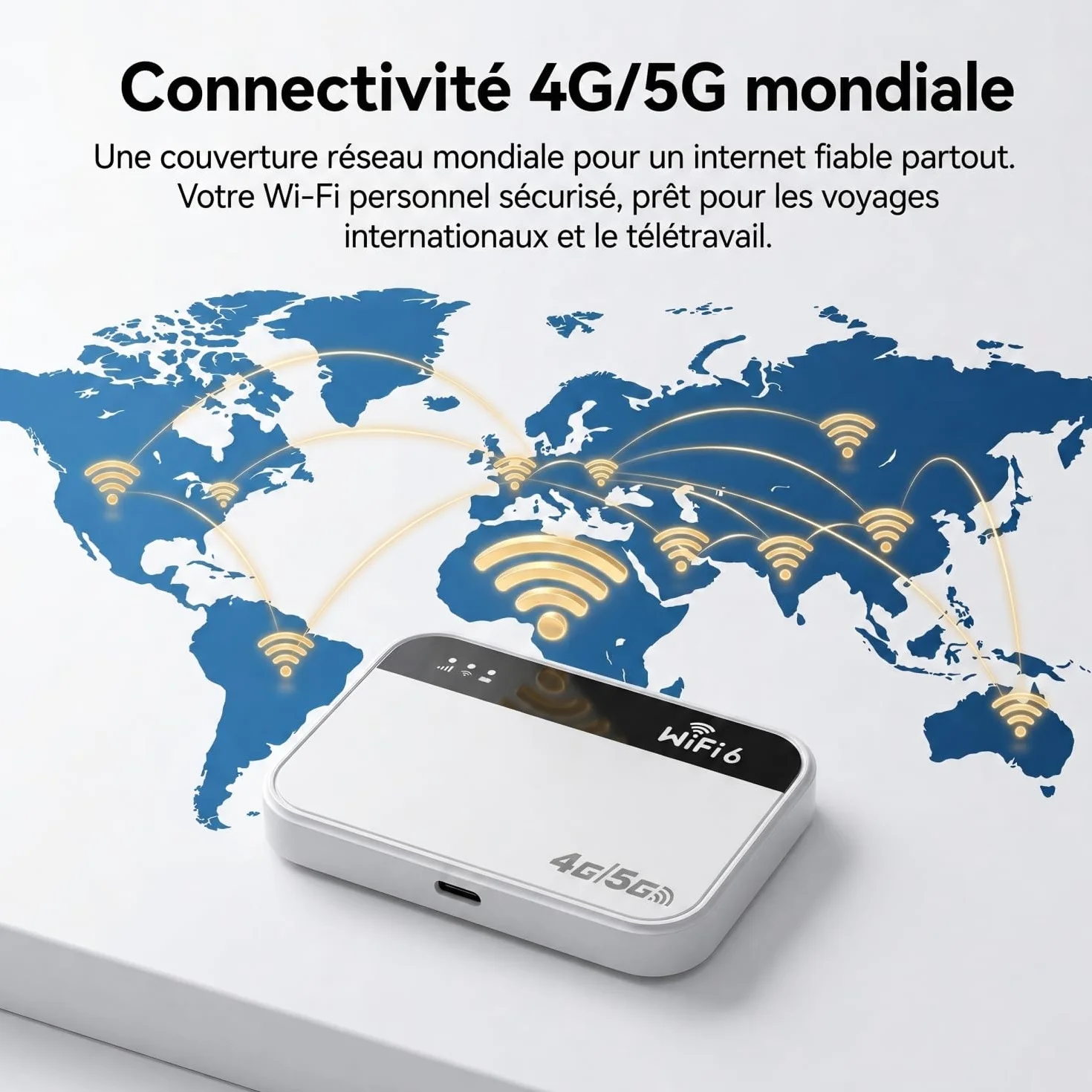 Routeur 5G Portable Modem Déverrouillé 3000mAh Wi-Fi 10 Appareils WPA3 Nano SIM