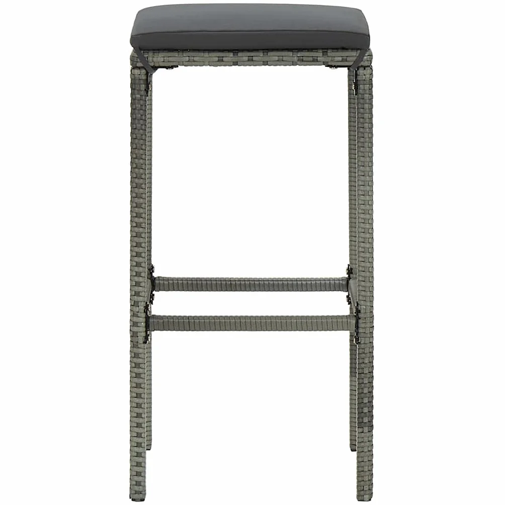 vidaXL Meuble de Bar de Jardin 8 pcs avec Coussins Salon de Jardin Table et Tabourets Résine Tressée Gris