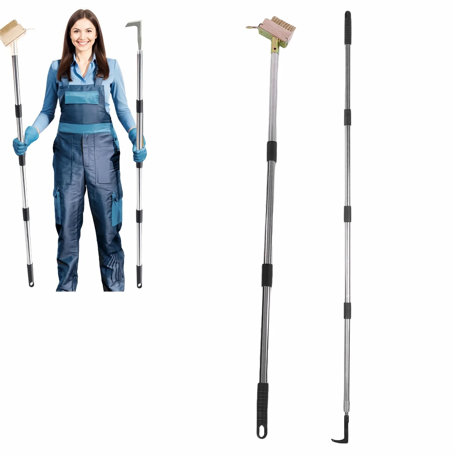 Pssopp Ensemble D'outils de Désherbage de Fissure en Acier Inoxydable Kit D'outils de Désherbage Brosse à Mousse pour Allées Terrasses Pavés Chemins de Jardin