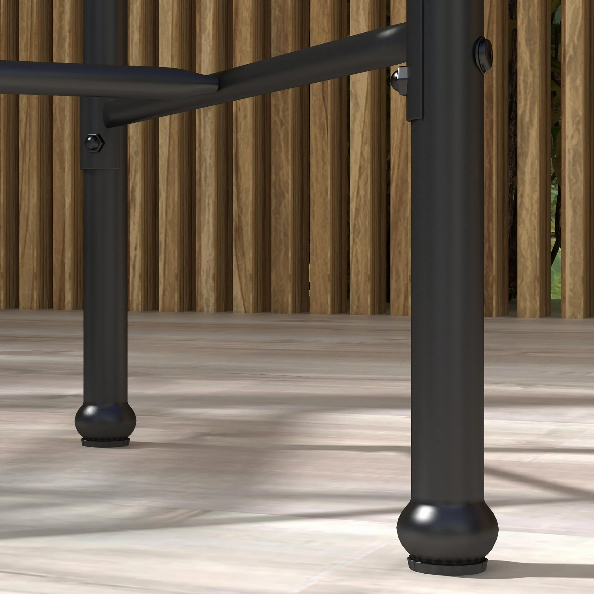 Outsunny Ensemble de Bar de Jardin 3 pièces Table Haute Ronde Design bohème + 2 tabourets Ronds Repose-Pied métal Naturel Noir