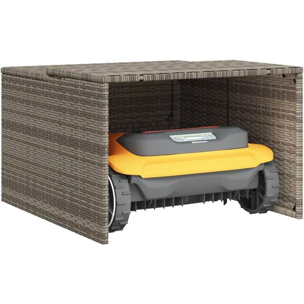 Maison & Jardin, Mobilier Robot Tondeuse Garage Gris 86x90x52/57 cm Poly Rotin