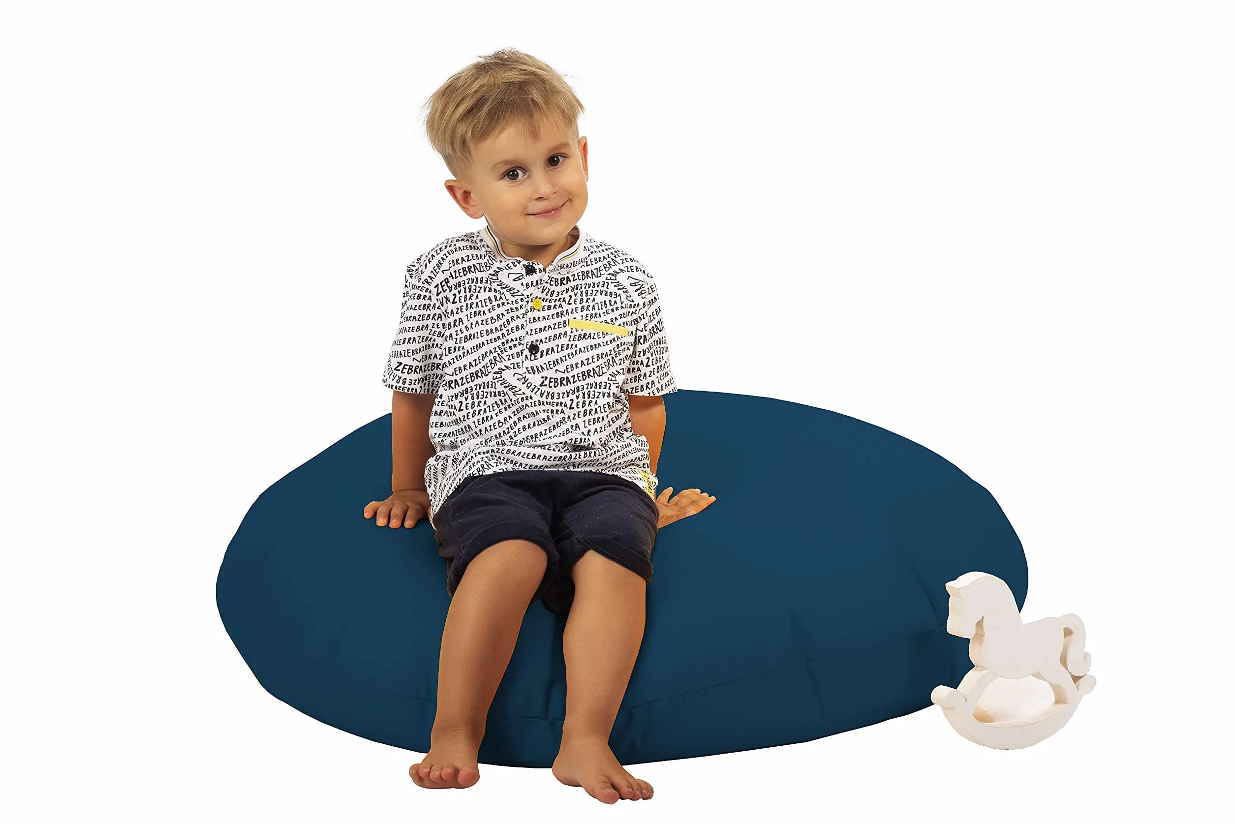 Chilly Pilley Fauteuil Pouf Coussin De Sol avec Remplissage EPS Pouf Géant Intérieur Extérieur Imperméable Multifonctionnel Bleu Foncé Ø 125 cm