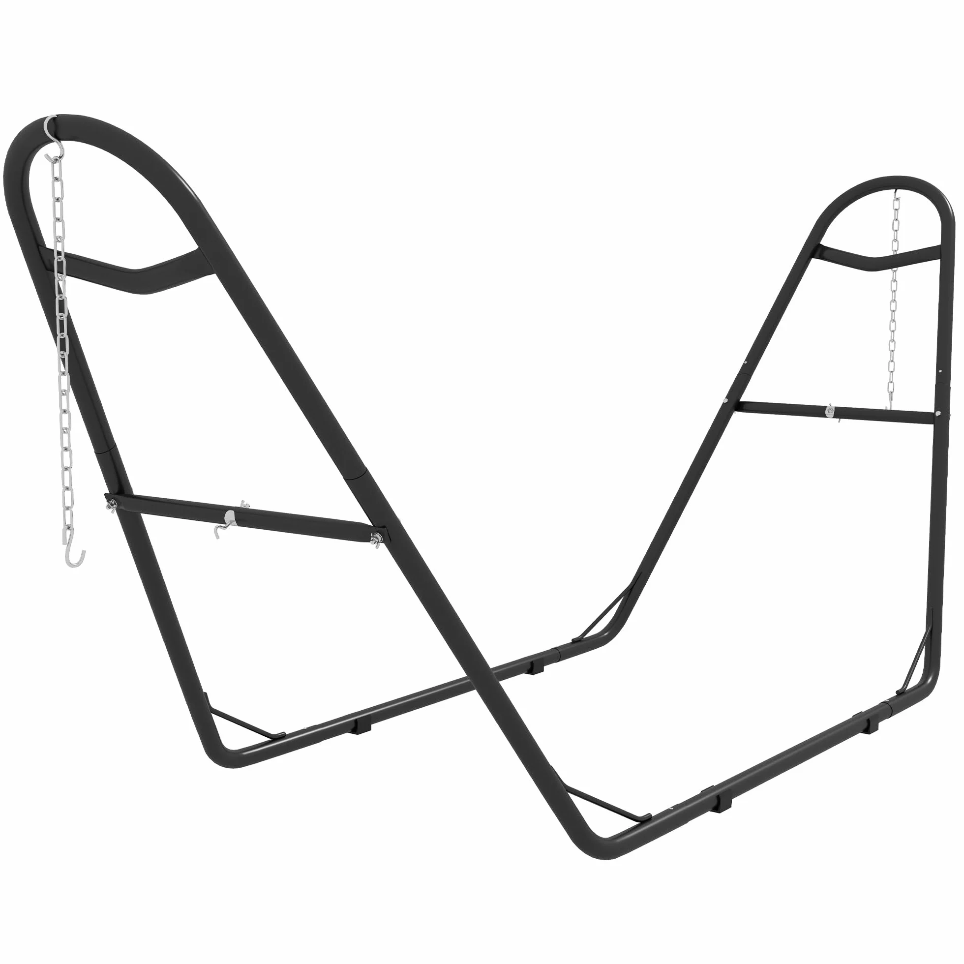 Outsunny Support de Hamac pour 2 Personnes, Cadre Métal Portable Réglable, Résistant aux Intempéries, Capacité 250 kg, Noir
