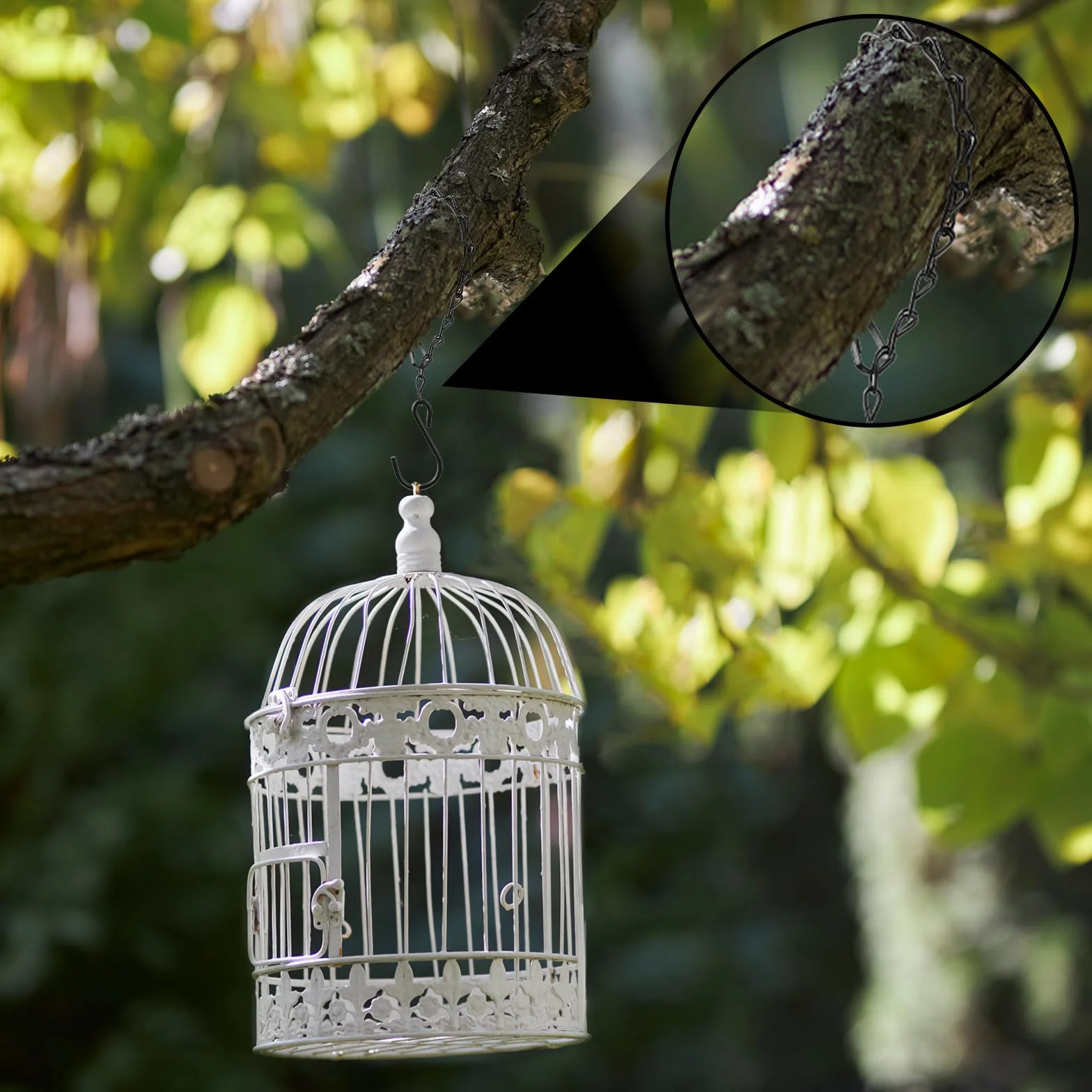 Bewudy Lot de 4 chaînes de panier suspendu 33 cm avec crochets pour mangeoires à oiseaux, jardinières