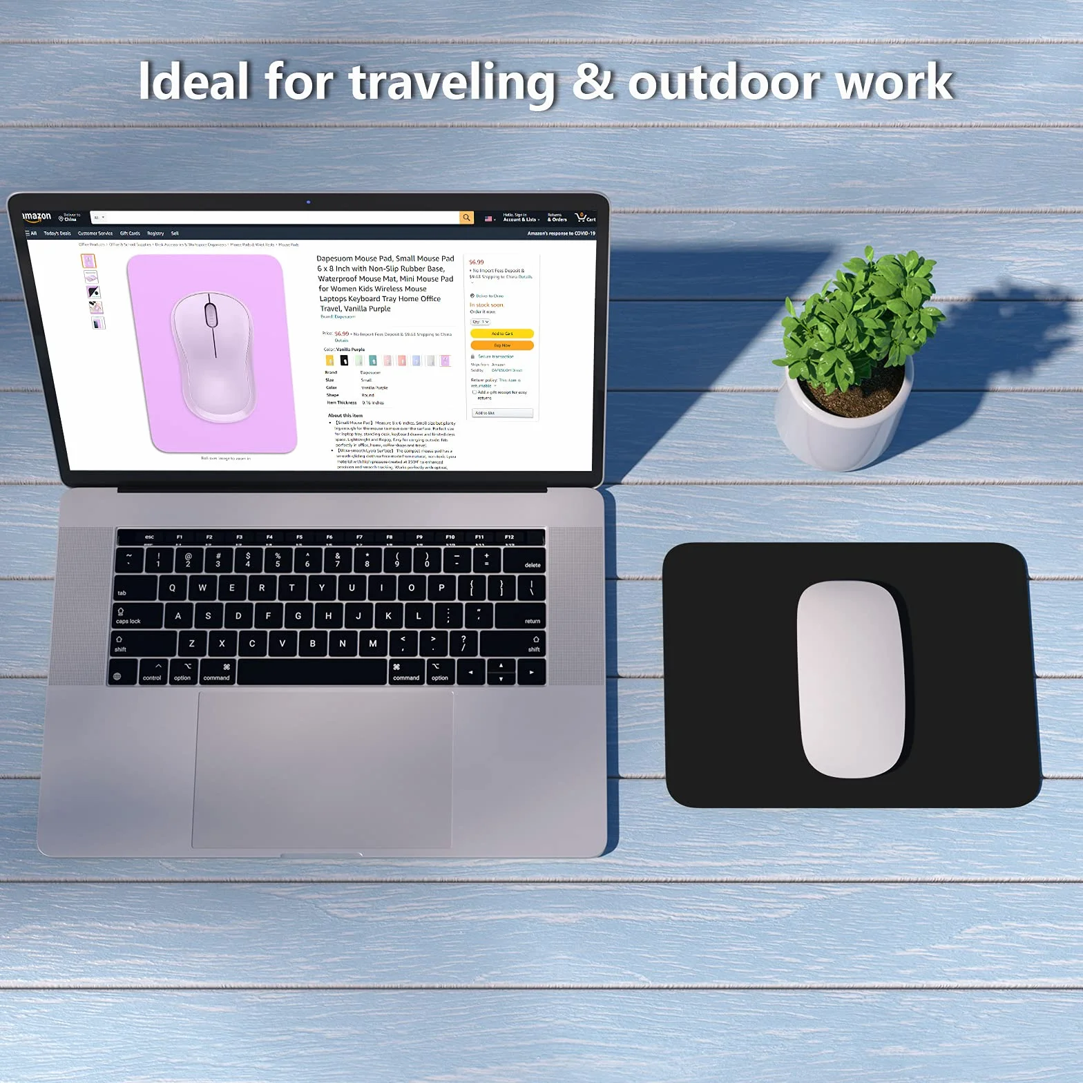 Dapesuom Petit tapis de souris en caoutchouc texturé antidérapant lavable pour ordinateur portable