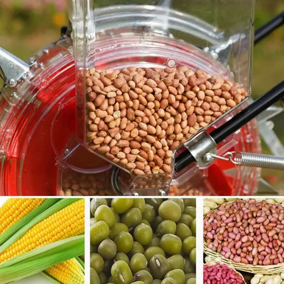 Semoir de jardin – Poussée manuelle avec profondeur réglable et 6 bouches pour une plantation efficace de graines et d'engrais