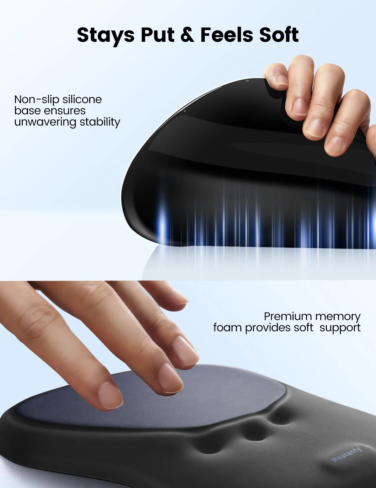 Meatanty Tapis de souris ergonomique avec coussinet en gel et repose-poignet antidérapant