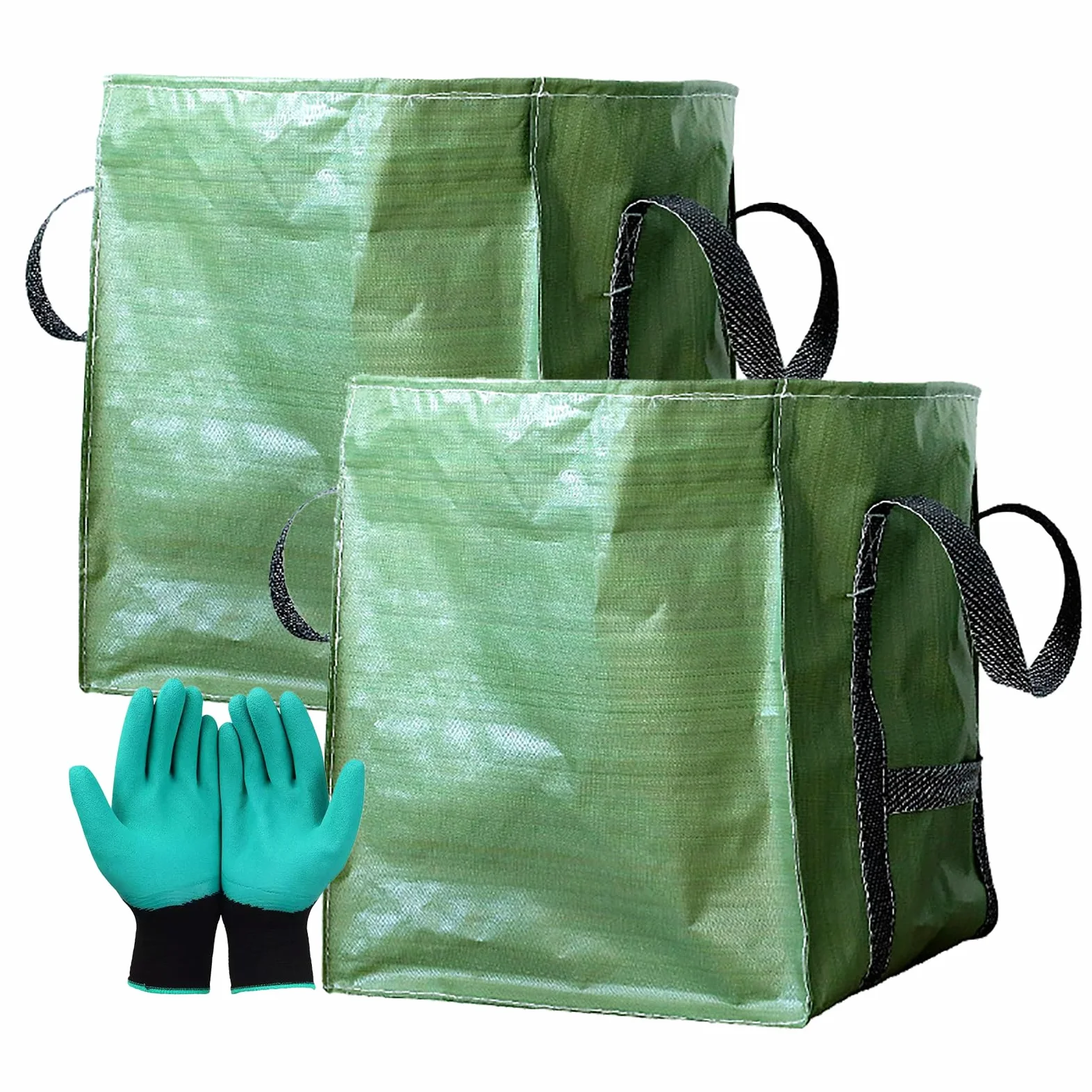 Lot de 2 sacs de déchets de jardin autoportants, sacs de jardin réutilisables très résistants, sacs de rangement avec poignées pour la collecte des déchets de jardin, de l'herbe et des feuilles