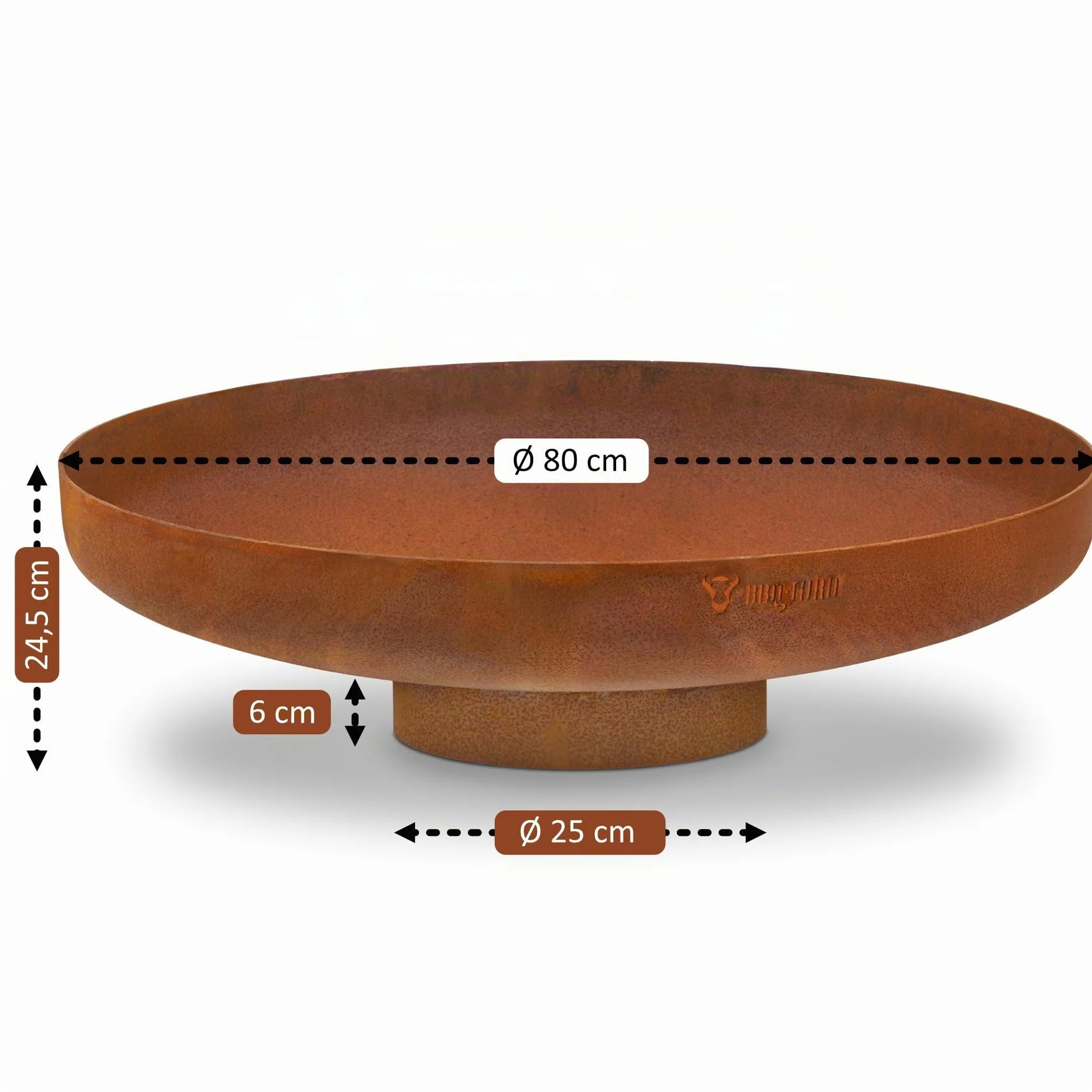 BBQ-Toro Brasero Ø 80 cm Rouille Foyer d'extérieur avec Pied Panier de Combustion Jardin