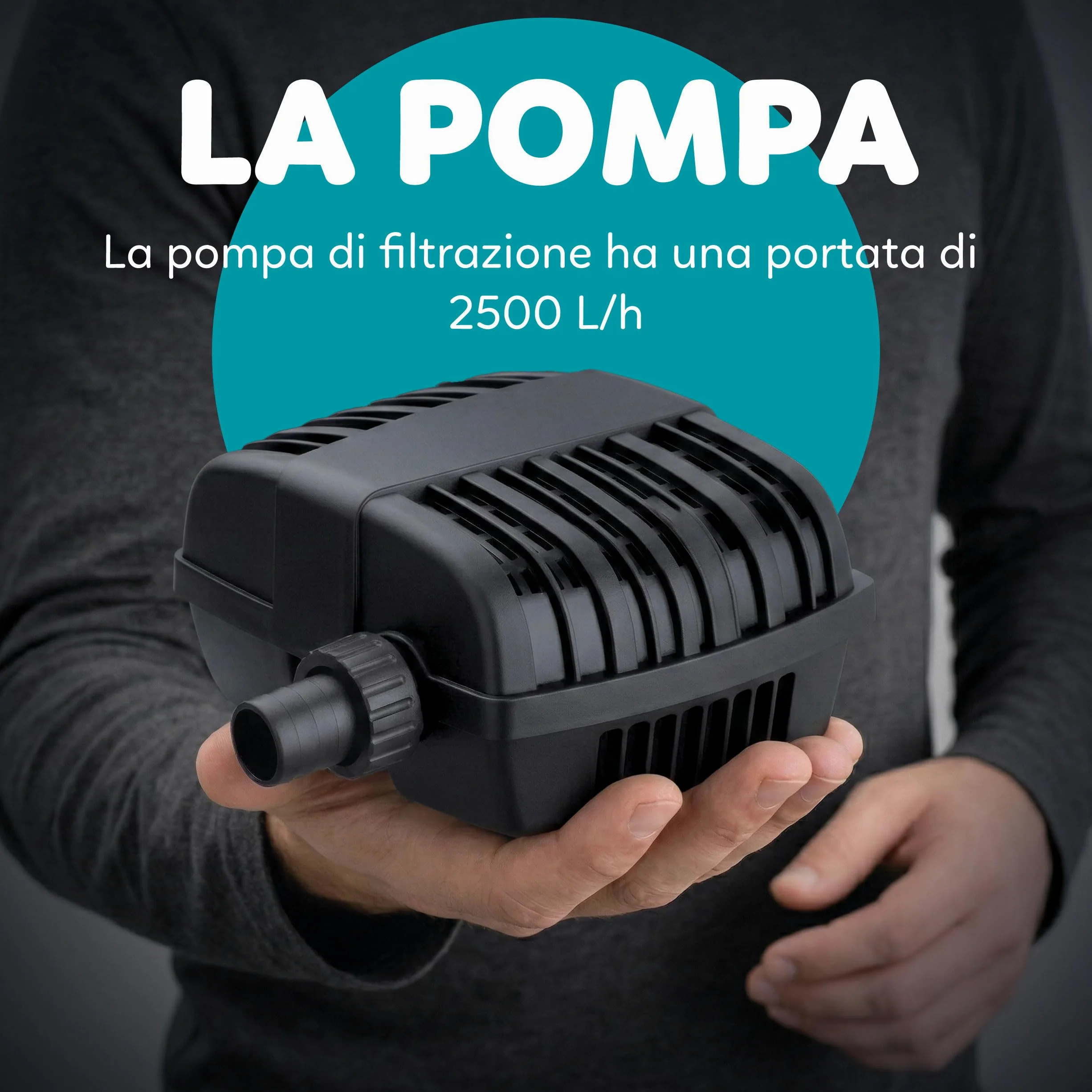AQPOND Mirage Filtre de Bassin Biologique avec stérilisateur UV intégré, Pompe 2500L/H et éponges filtrantes - Système de Filtration Complet pour bassins jusqu'à 7000 litres - Taille compacte