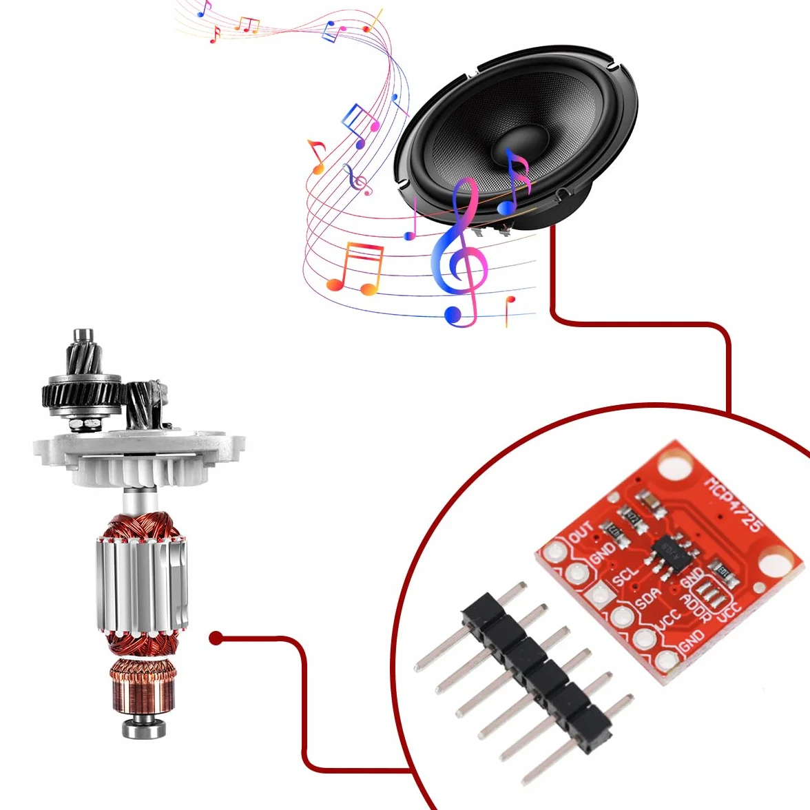 Namvo MCP4725 Carte de développement DAC I2C 12 Bits pour génération de tonalité